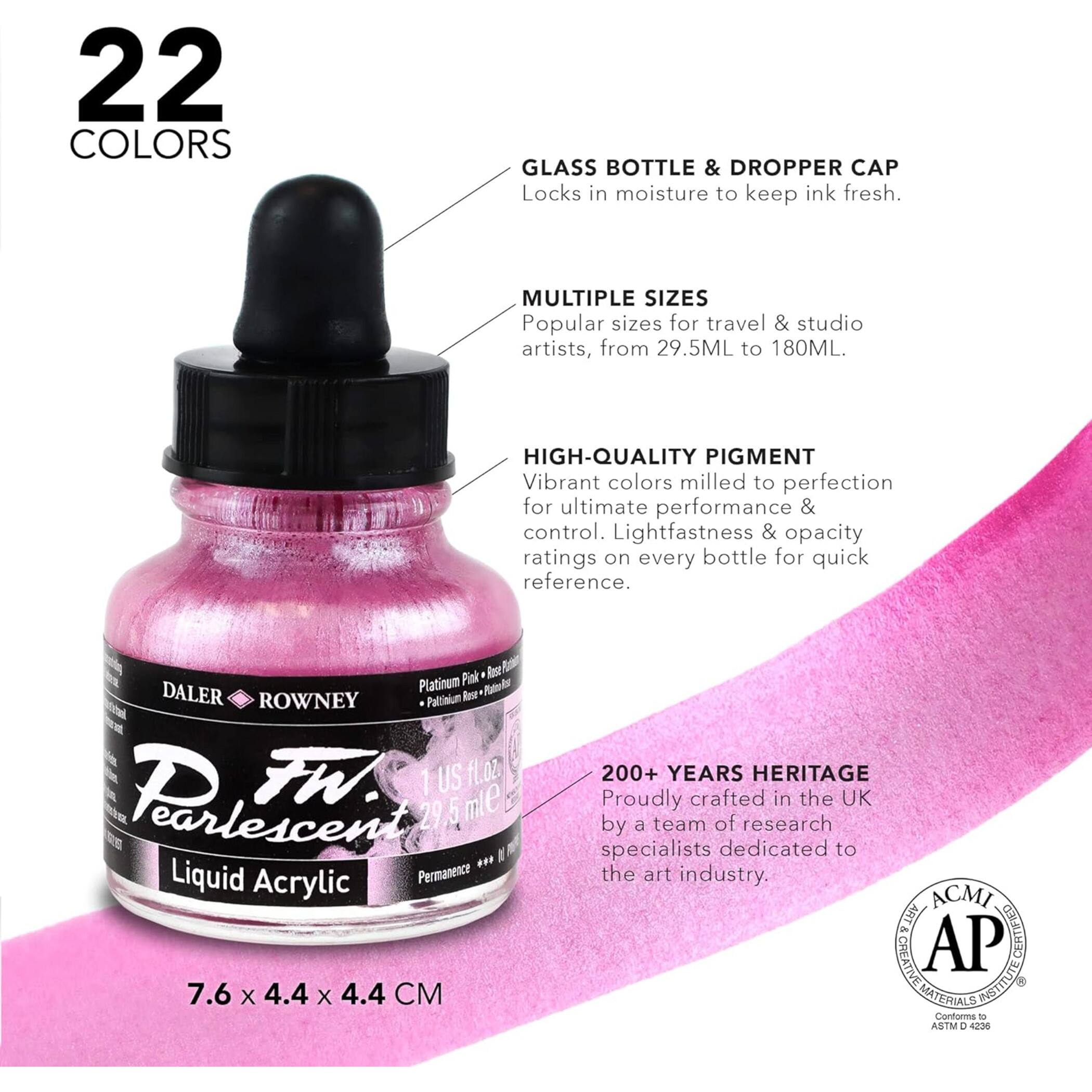Daler-Rowney® FW Acrylic Ink Pearlescent Set with Empty Marker
