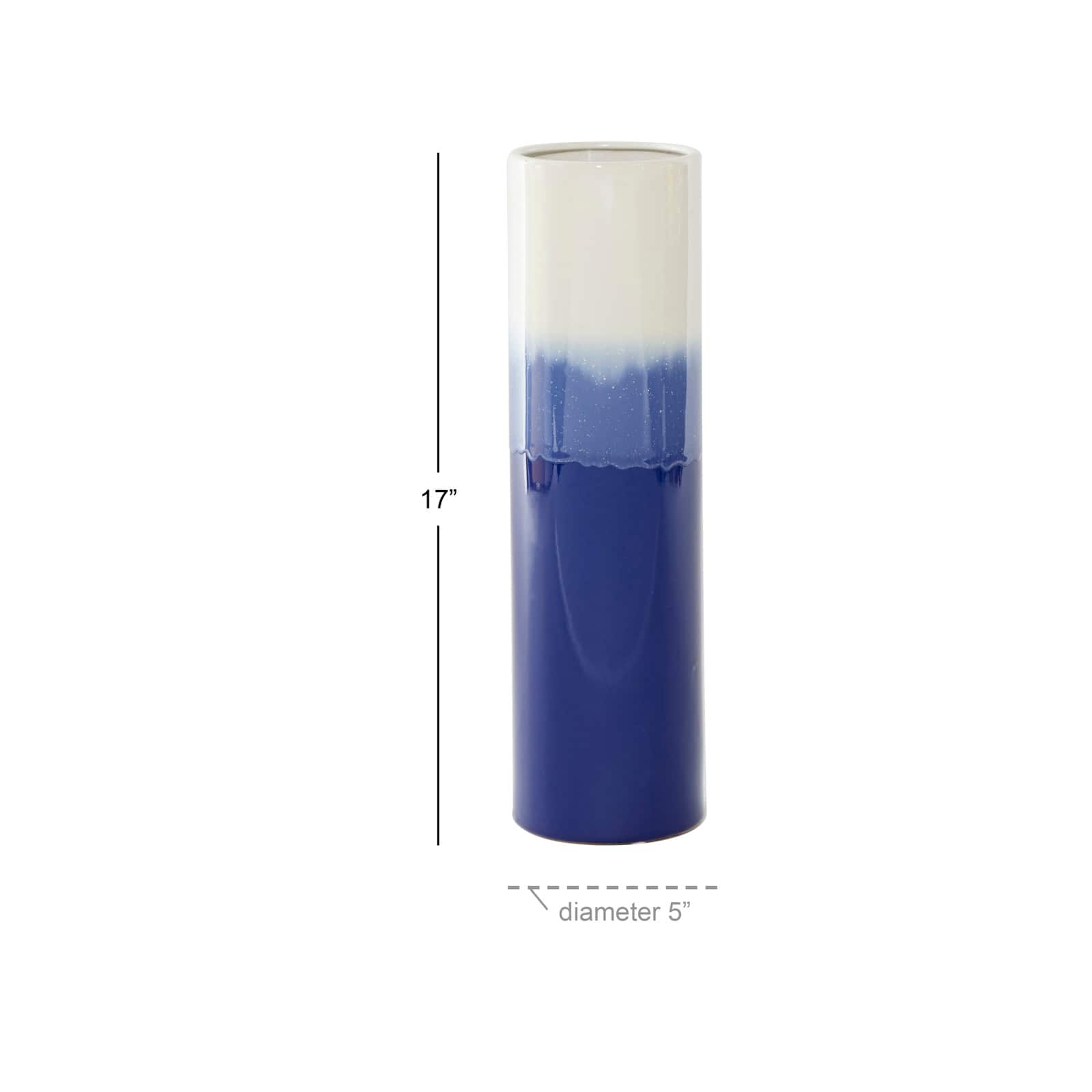 17" Blue Stoneware Modern Vase