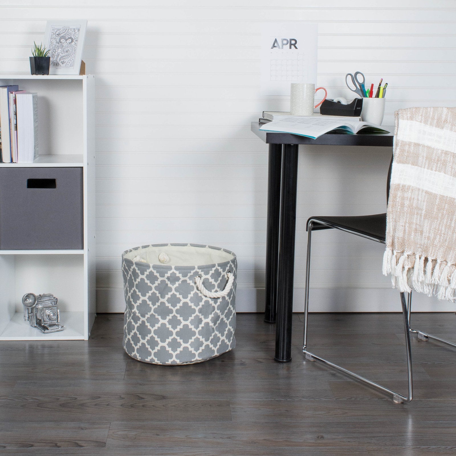 DII® 9" Gray Lattice Fabric Bin