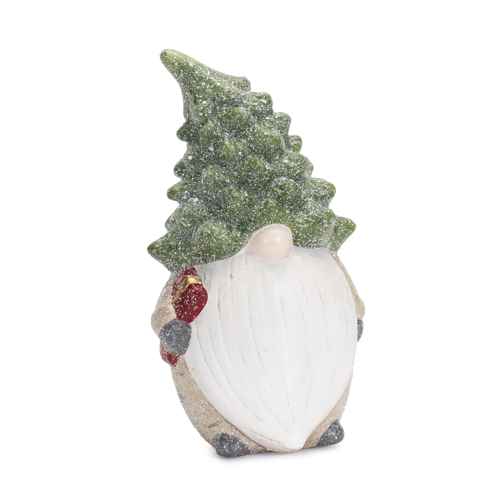 7" Holiday Gnome with Tree Hat Terra Cotta Figurine Set