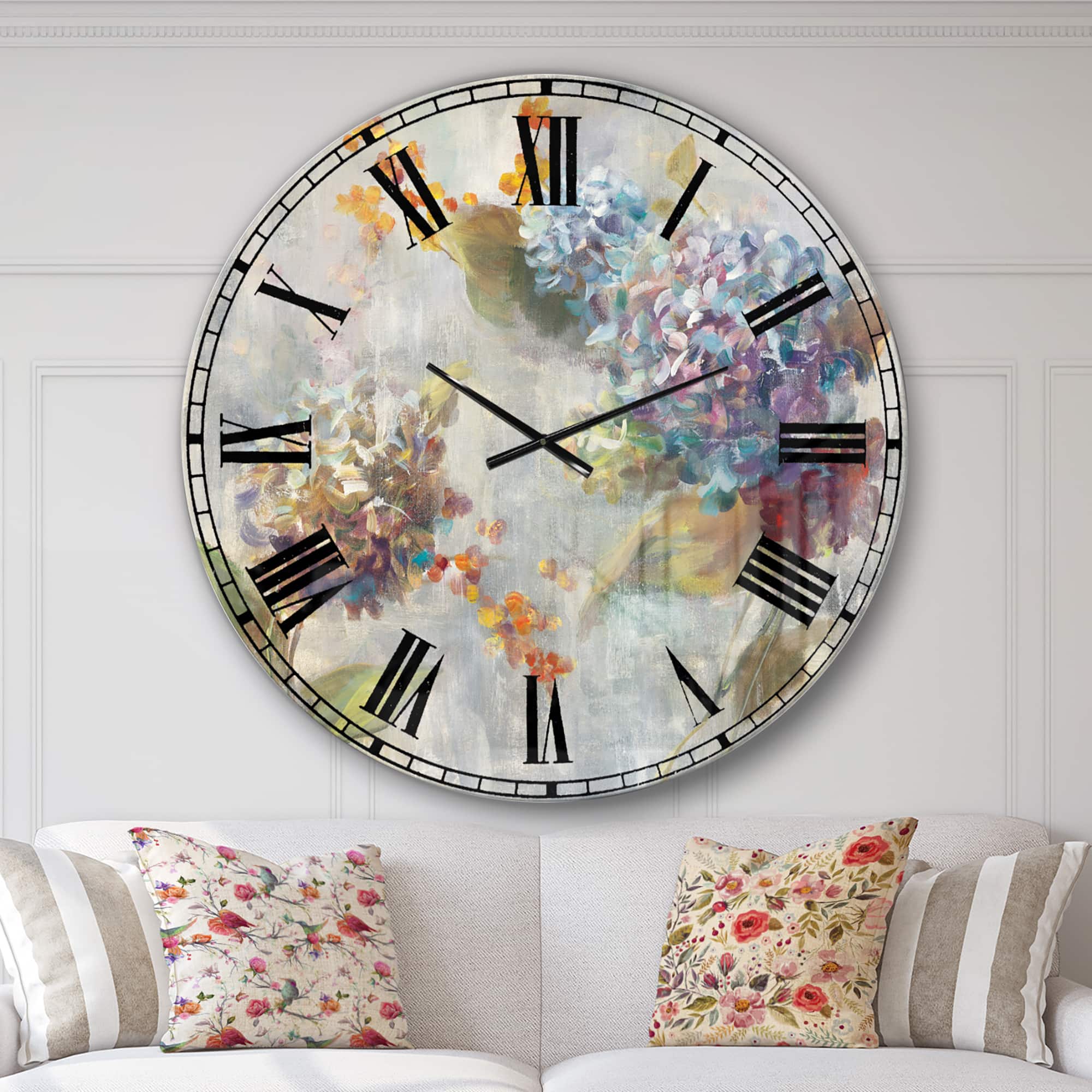 Designart 'Autumn Hydrangea Traditional Wall Clock