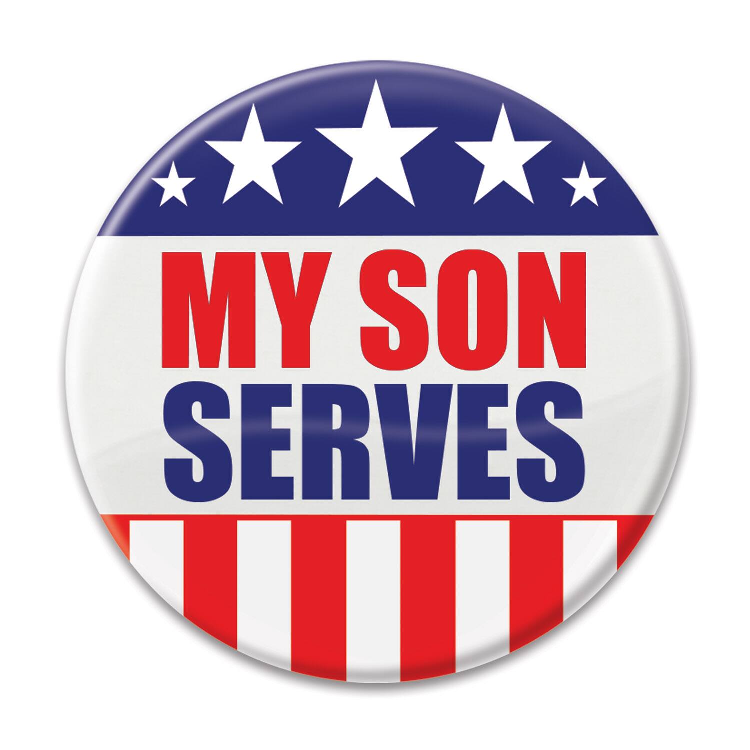 Beistle 2" Red, White & Blue My Son Serves Buttons, 6ct.