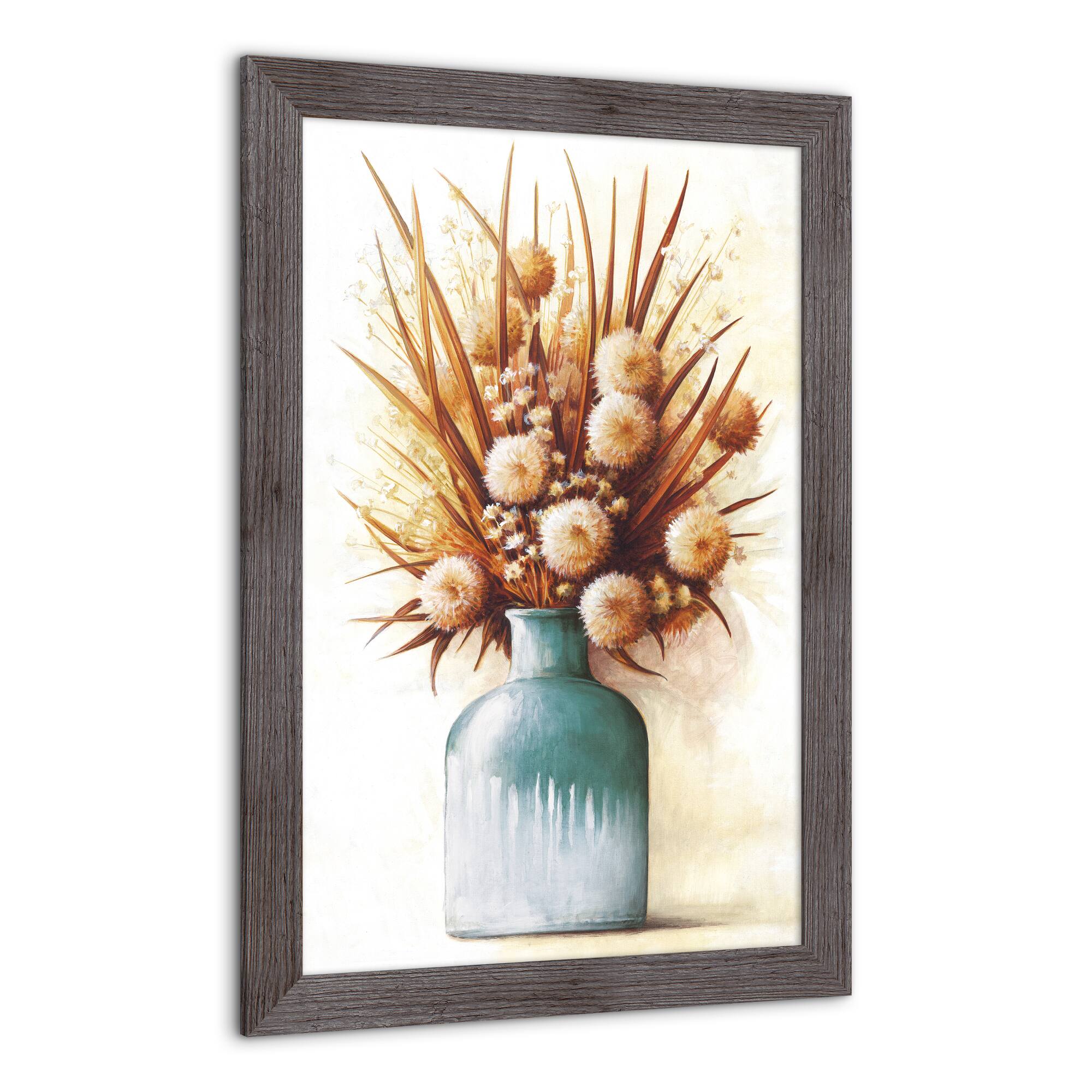 Teal Harvest Still Life Western Gray Framed Print