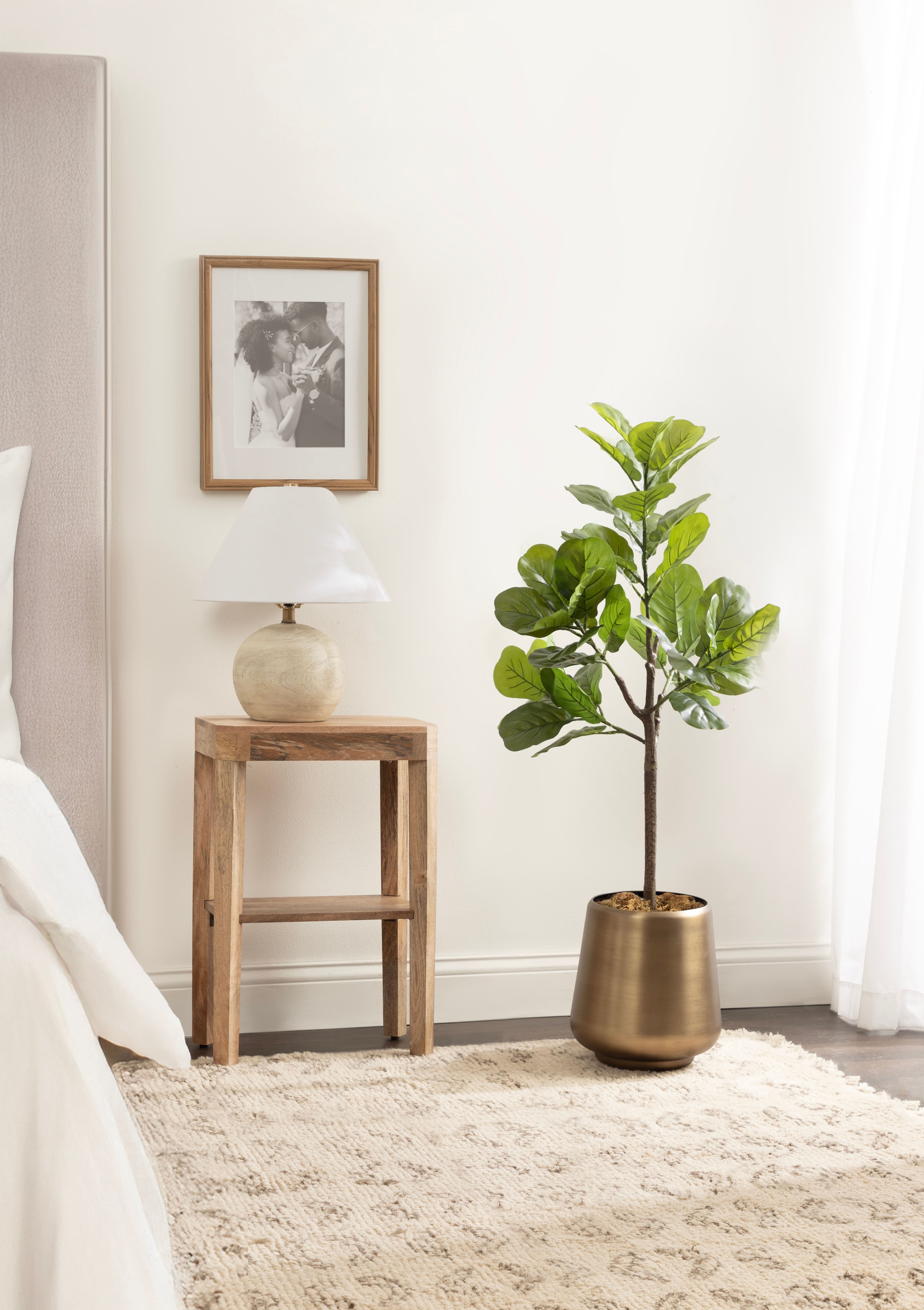 Kate and Laurel Fidmont 4ft. Faux Fiddle Fig Tree with Portell Planter