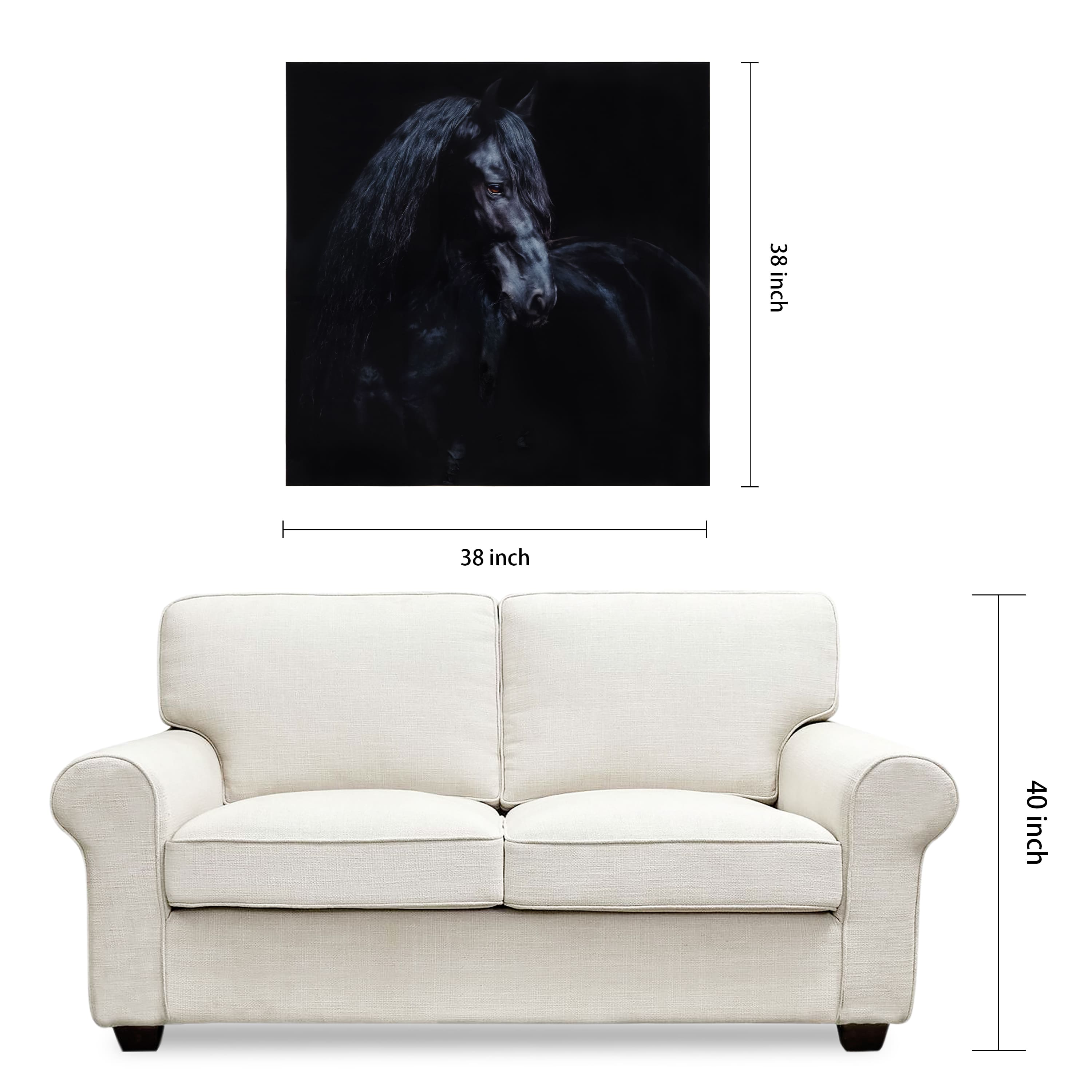 Empire Art Direct 38" x 38" Black Equine Attraction Frameless Printed Tempered Glass Wall Art