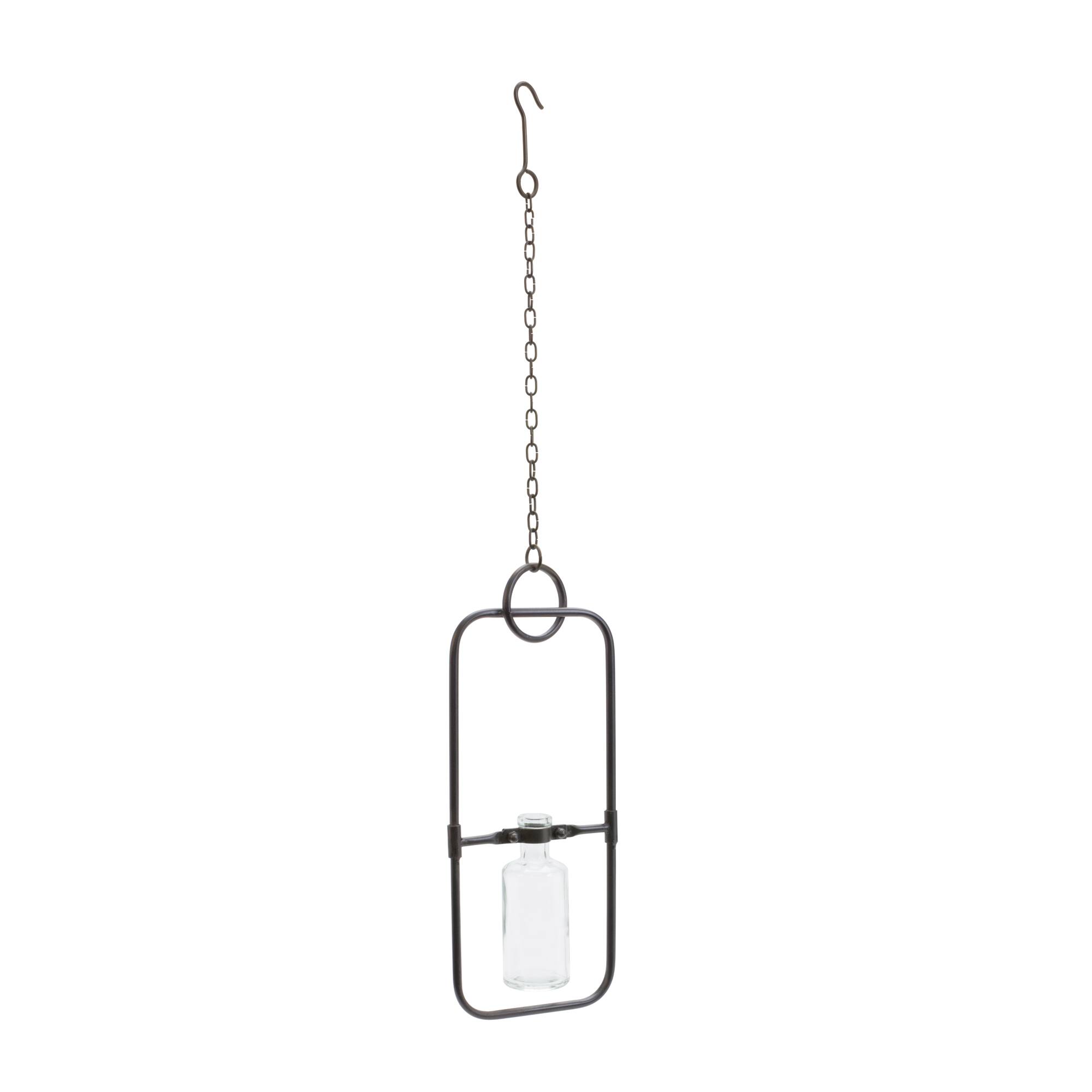 28" Hanging Bottle Vases in Metal Frame, 2ct.