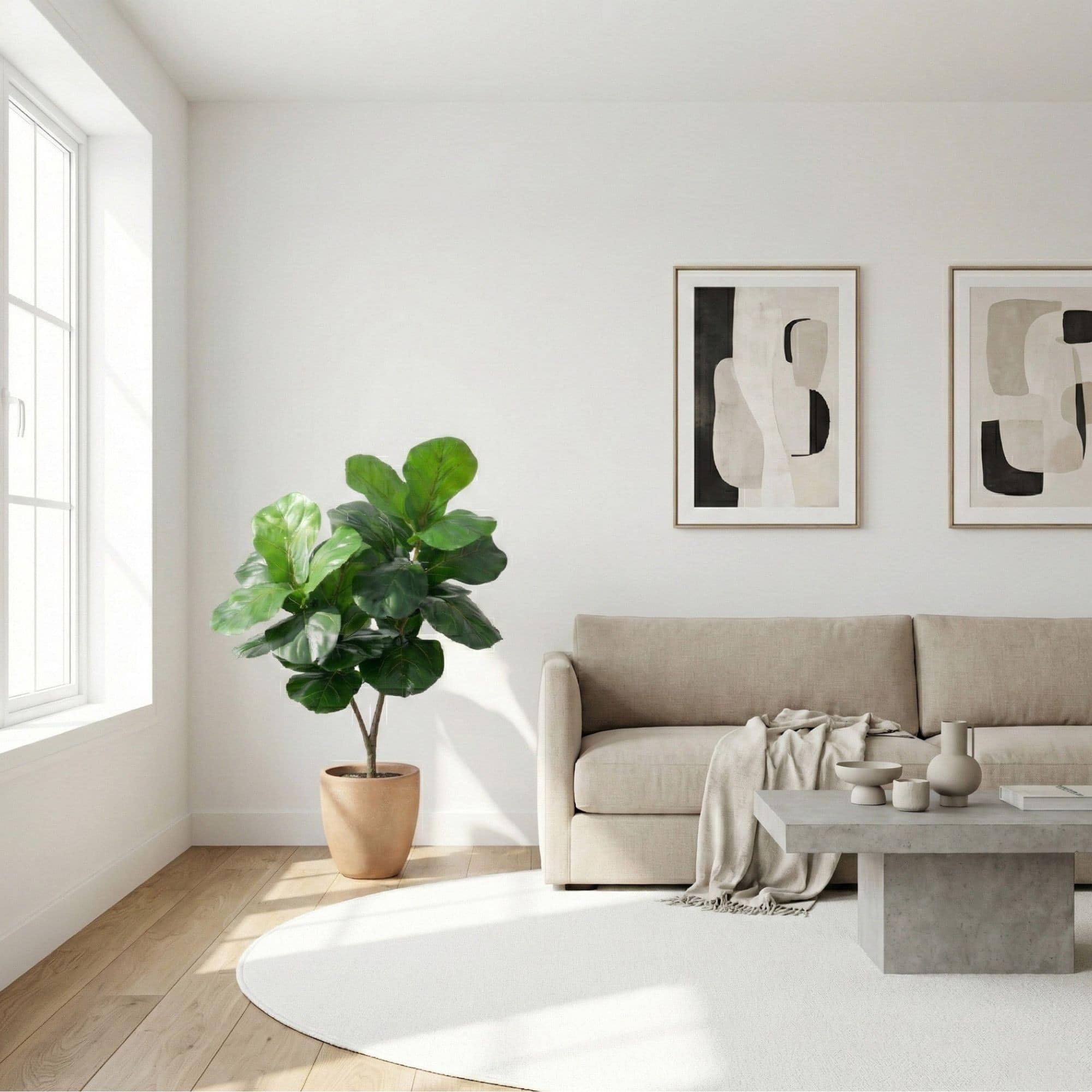 45" Artificial Giant Leaf Fiddle Leaf Fig Tree in Decorative Planter