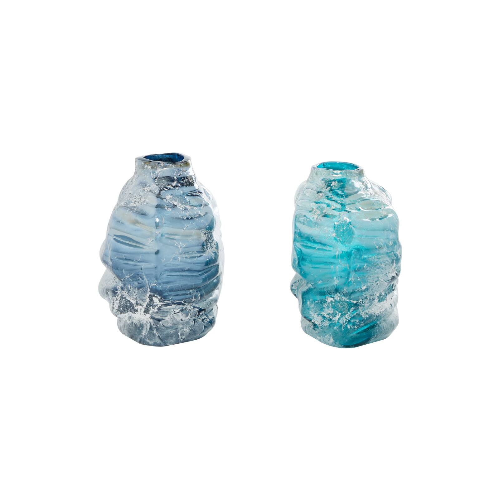 Blue Contemporary Glass Vase Set