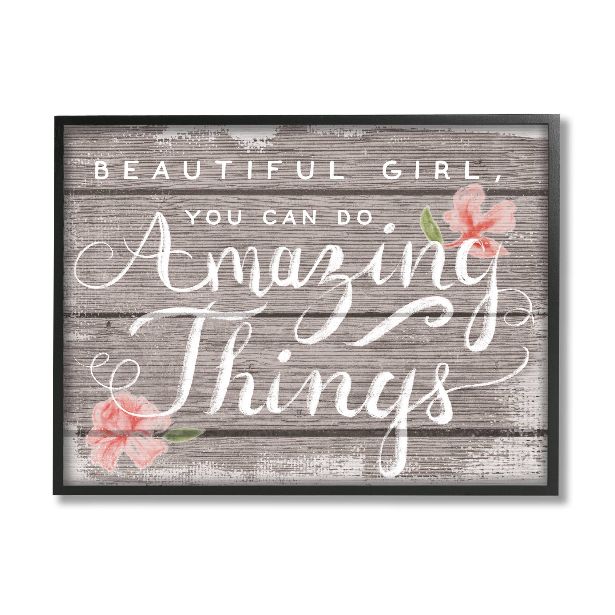 Stupell Industries Beautiful Girl Inspirational Black Framed Wall Art