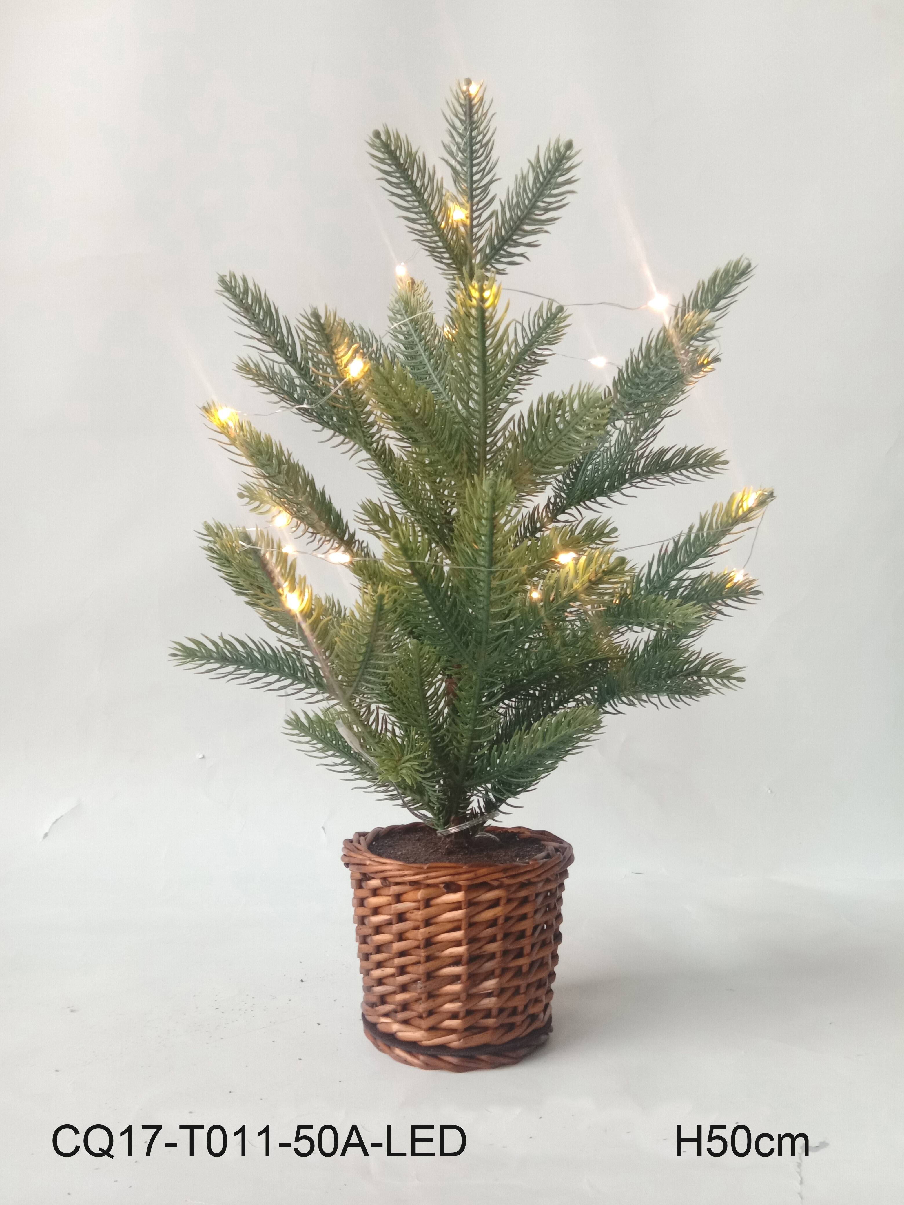 20" Pre-Lit Artificial Pine Christmas Tree with Basket, Warm White LED Lights