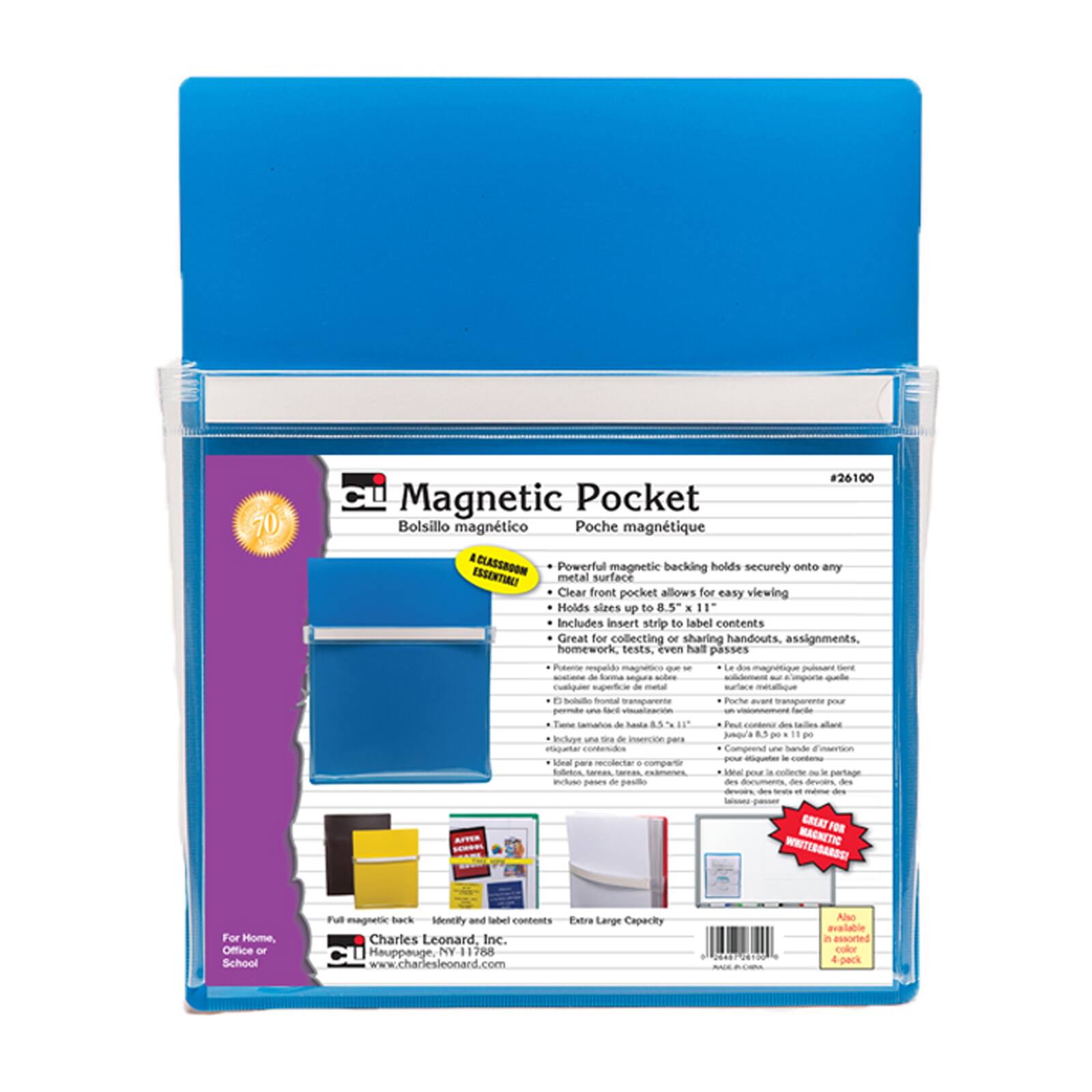 Charles Leonard Blue Magnetic Pockets, 3ct.