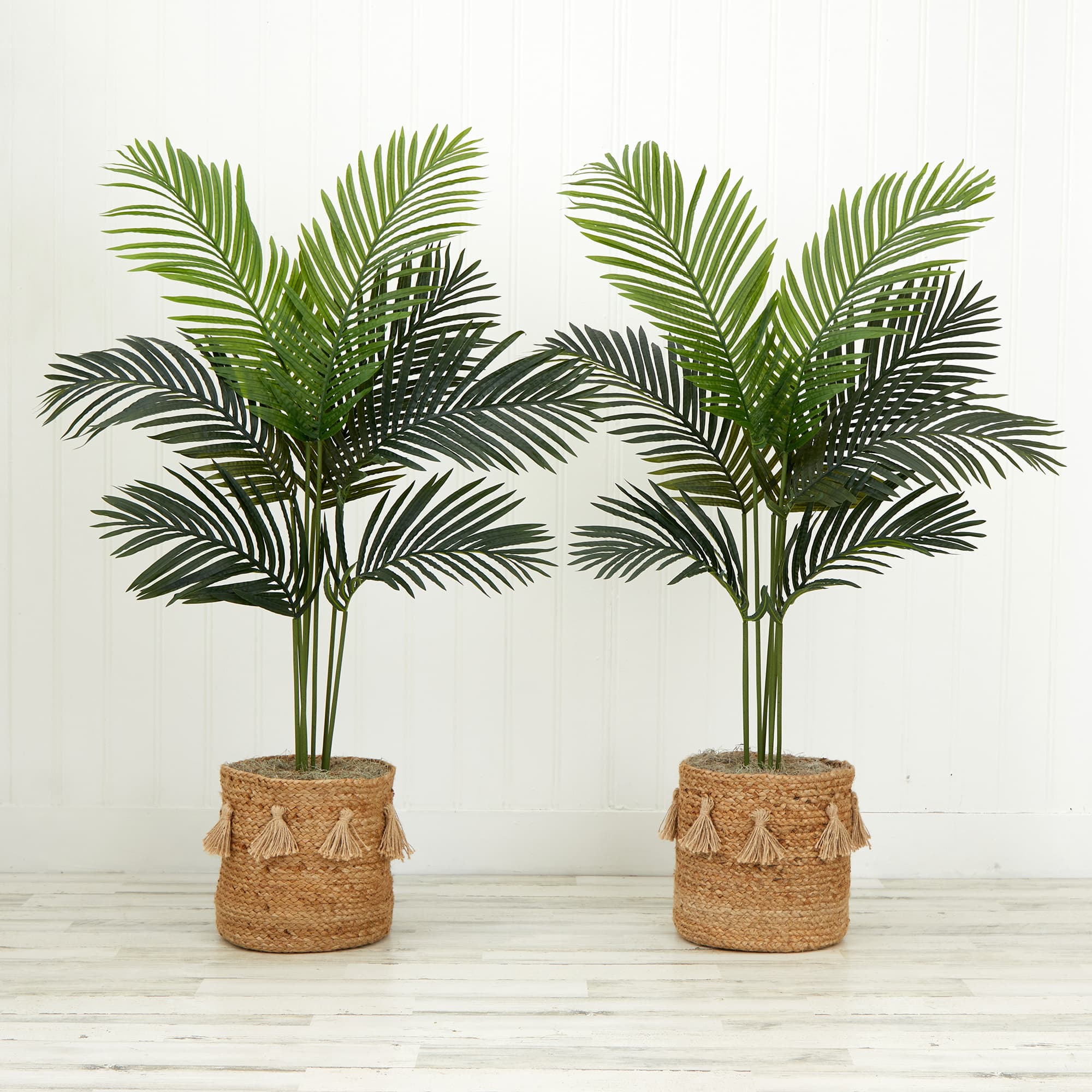 4ft. Artificial Paradise Palm Tree with Handmade Jute & Cotton Basket with Tassels
