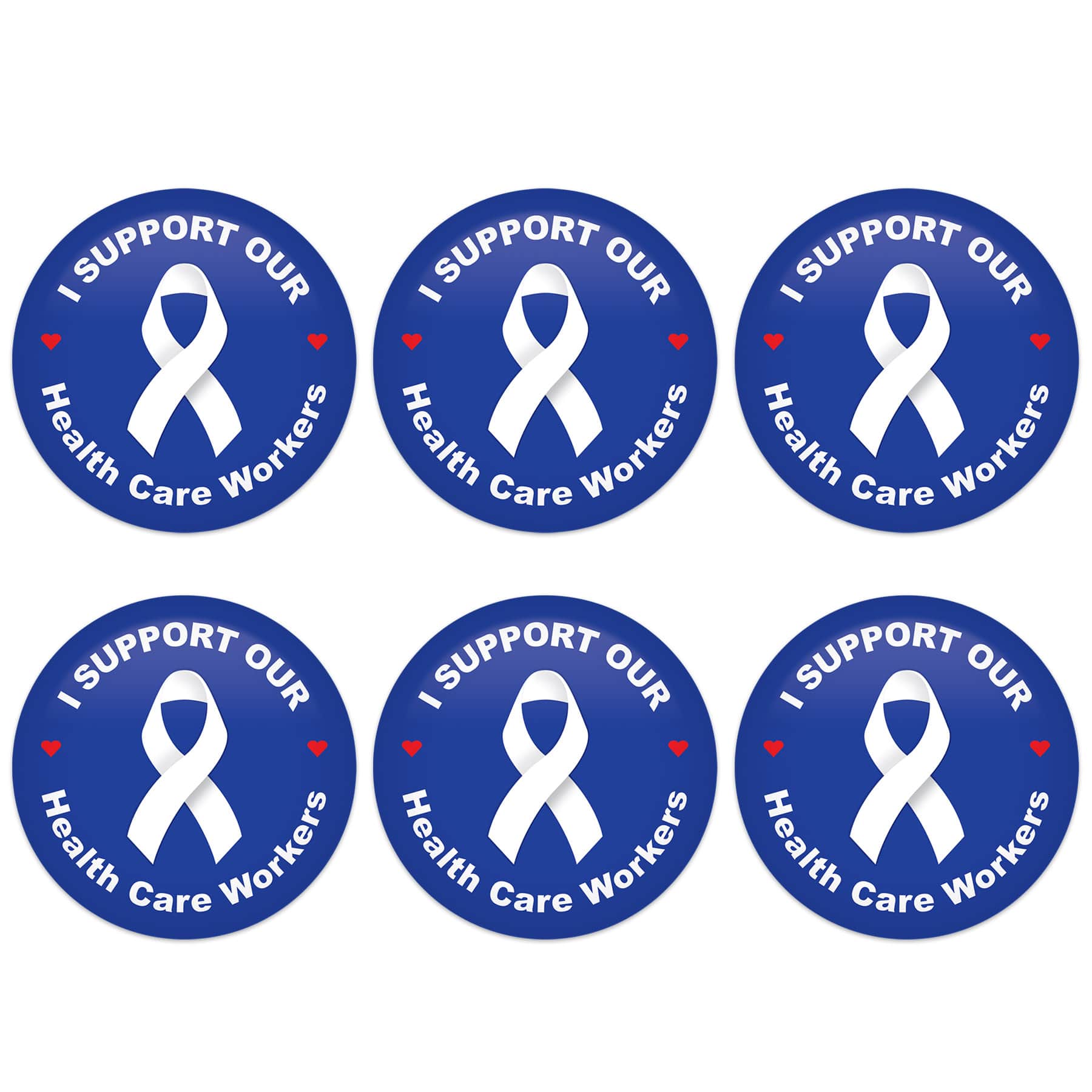 Beistle 2" Blue & White I Support Our Health Care Workers Buttons, 6ct.