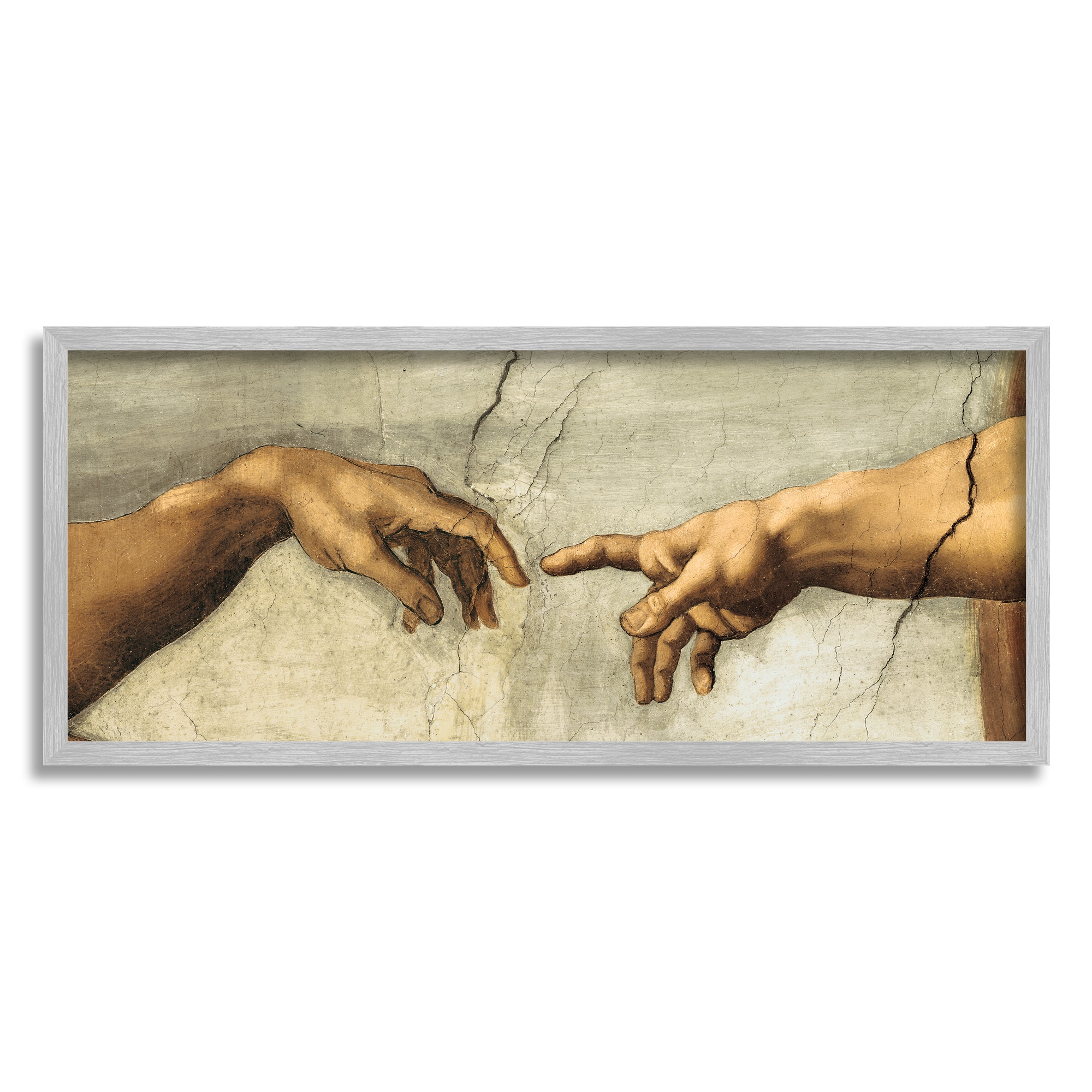 Stupell Industries Hands of The Creation Of Adam Religious Painting in Gray Frame Wall Art