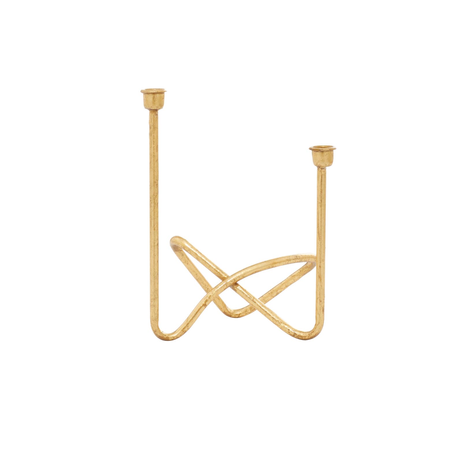 CosmoLiving by Cosmopolitan Gold Iron Contemporary Candlestick Holders, 11" x 10" x 6"