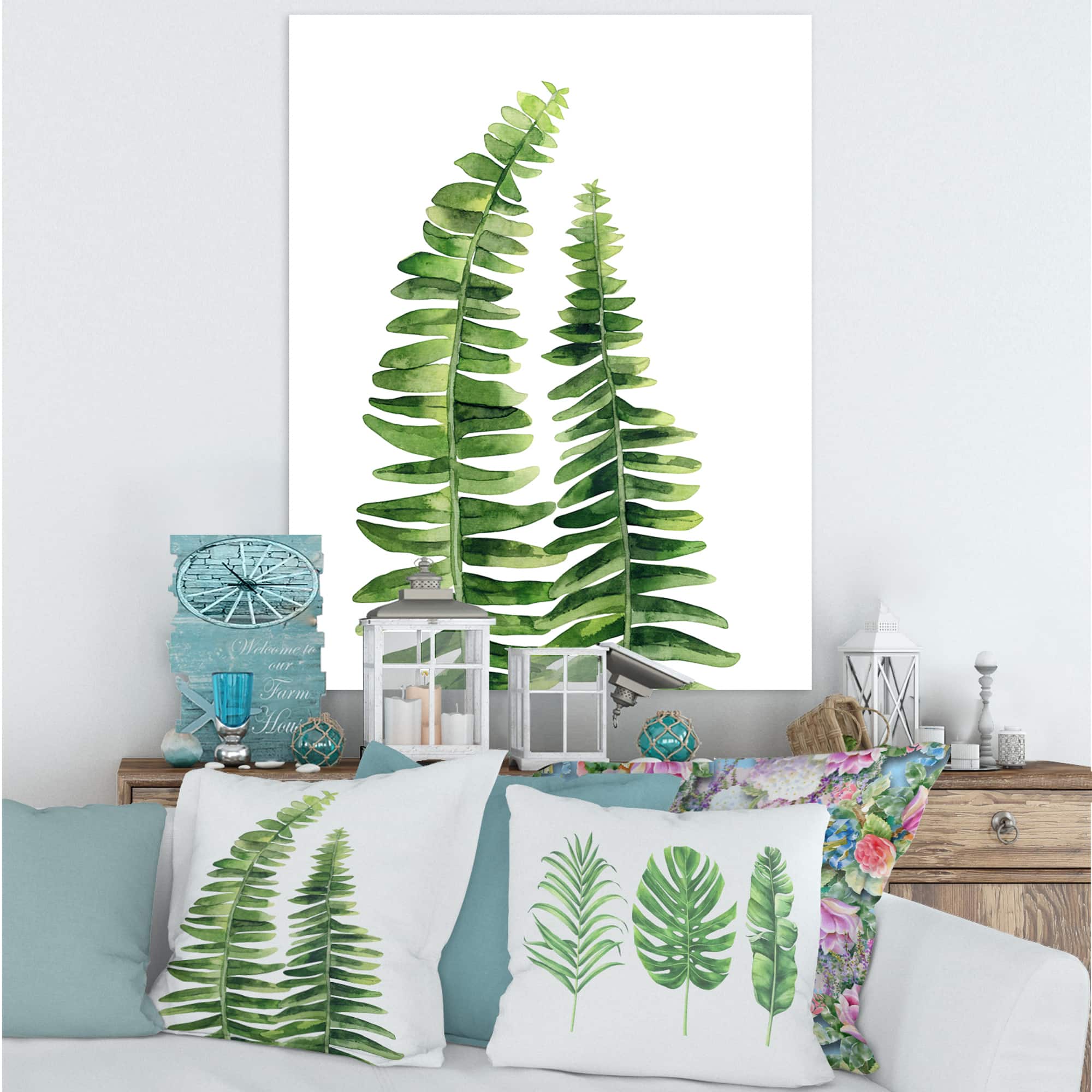 Designart - Fern Leaves Detail IV - Farmhouse Canvas Wall Art Print