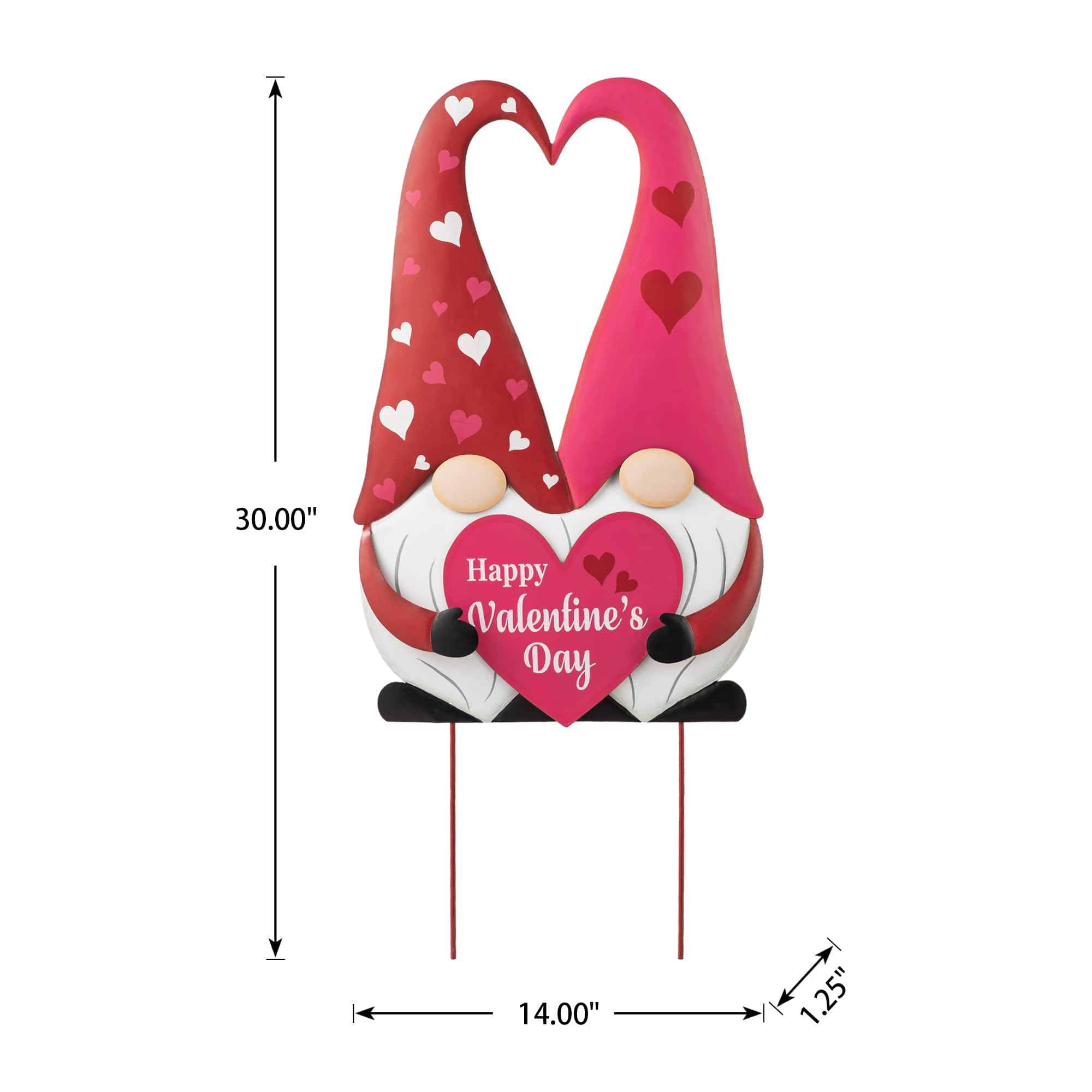 Glitzhome® 30" Valentine's Metal Gnome Couple Yard Stake