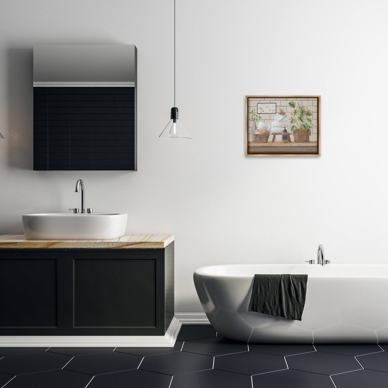Stupell Industries Comforting Bathroom Spa Still Life Floater Framed Art