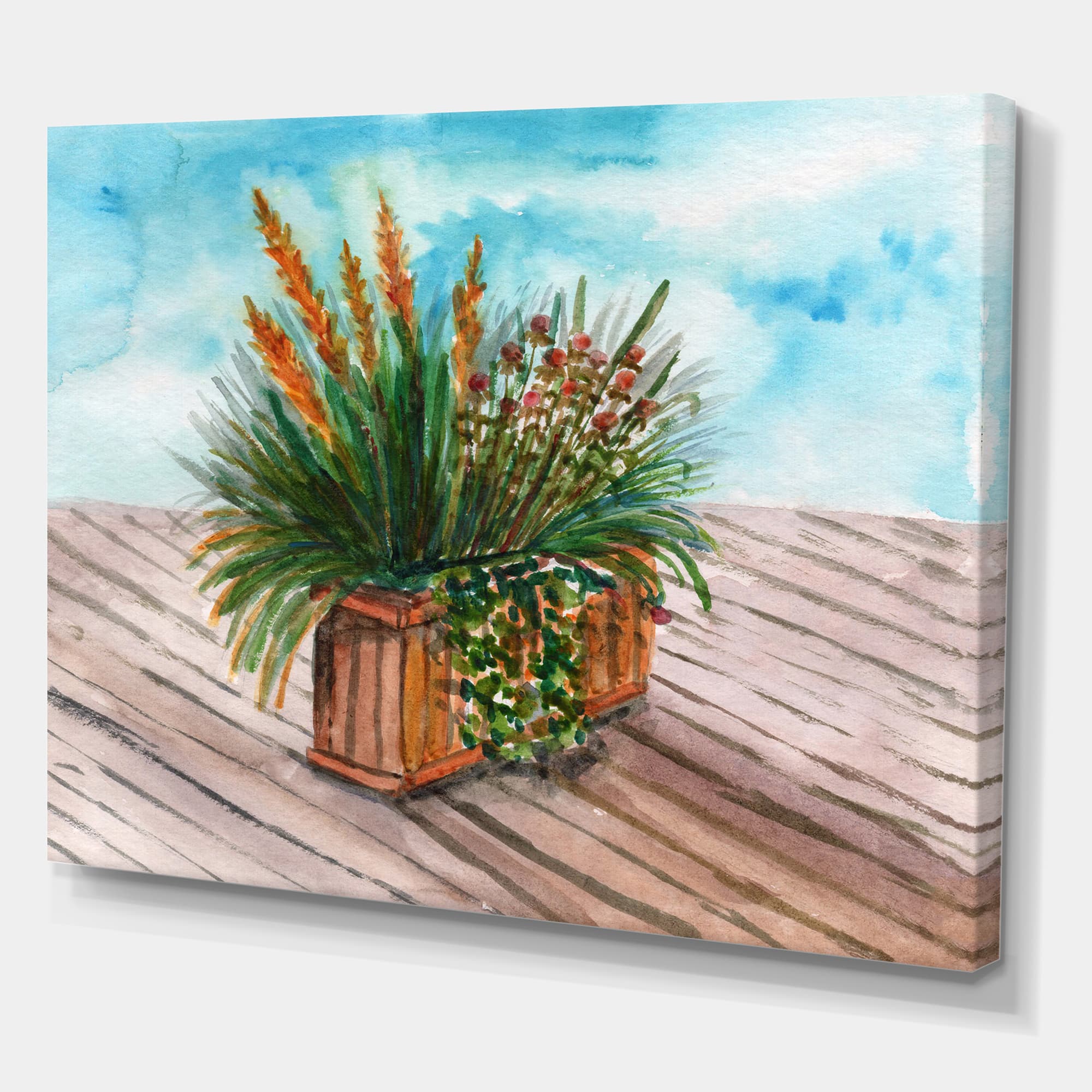 Designart - Yellow Spikelets of Houseplant With Green Stems - Traditional Canvas Wall Art Print