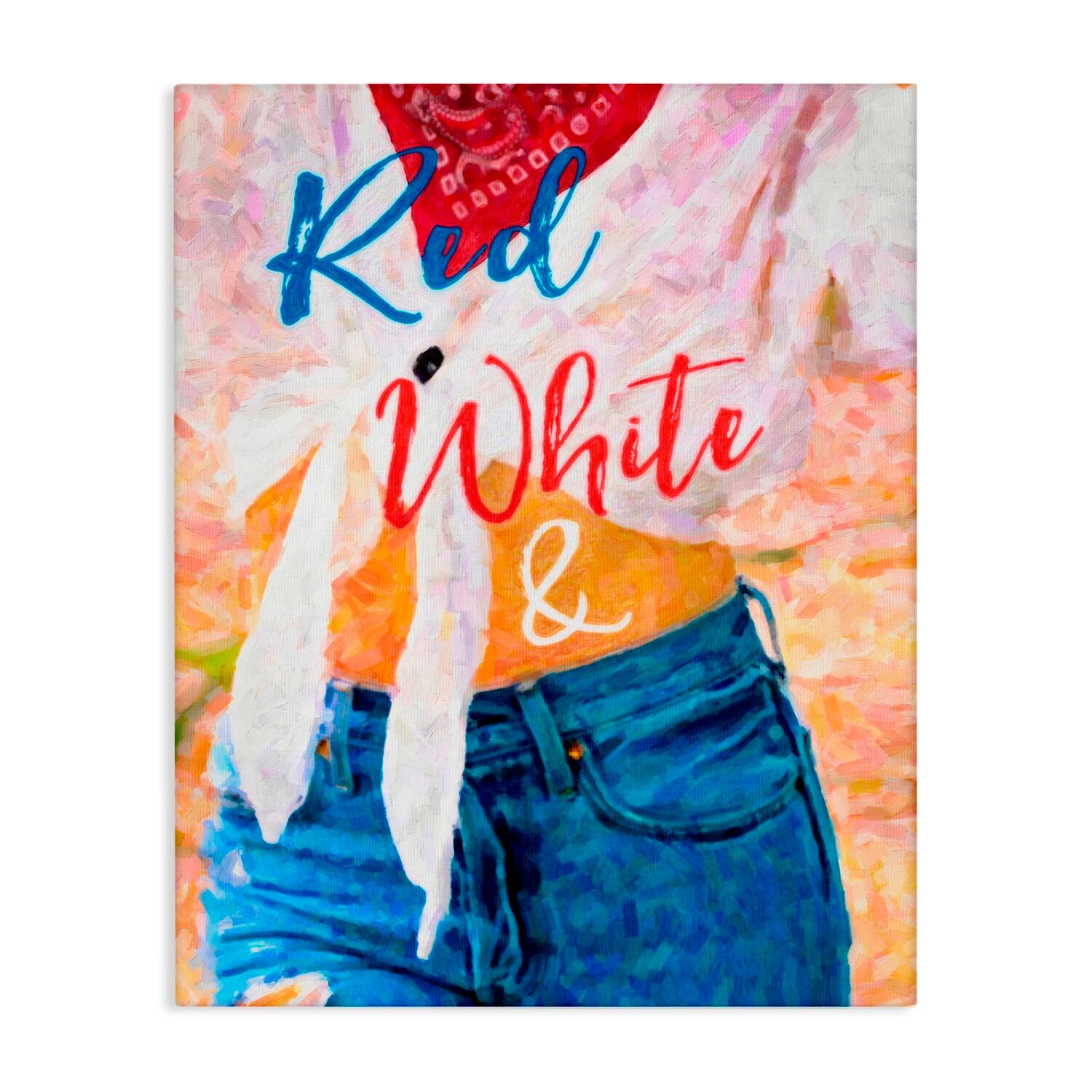 Stupell Industries Red White & Blue Patriotic American Celebration Canvas Wall Art