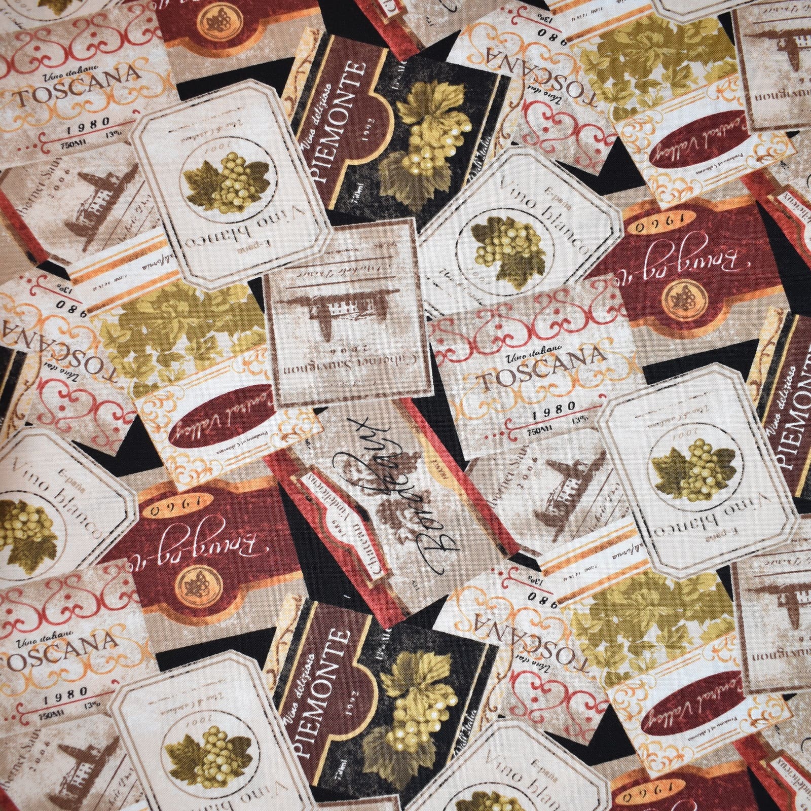 Feldman Wine Labels Cotton Fabric