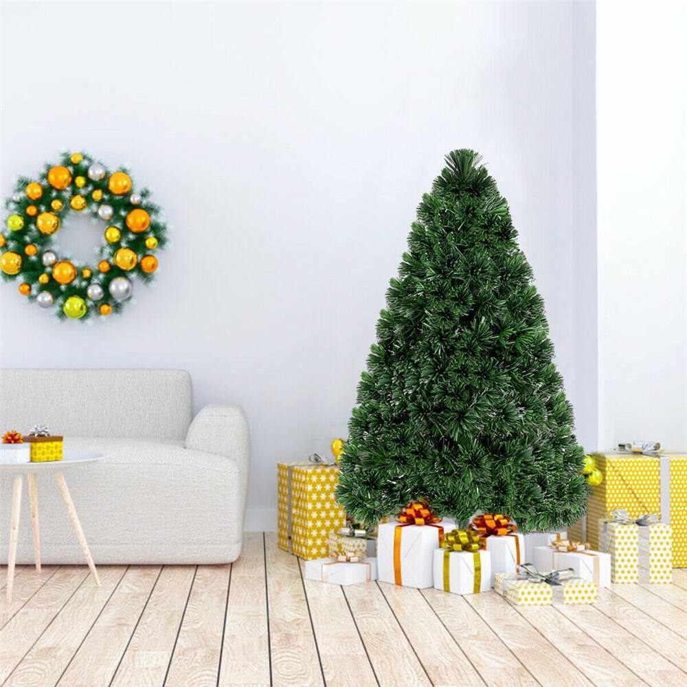 Costway 4ft. Pre-Lit Fiber Optic Artificial Christmas Tree, Multicolor LED Lights