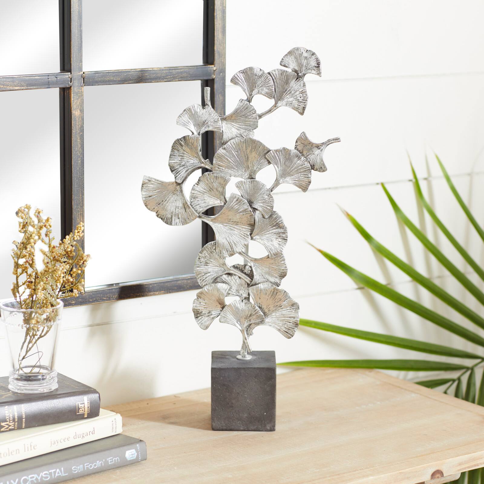 19" Silver Polystone Contemporary Sculpture