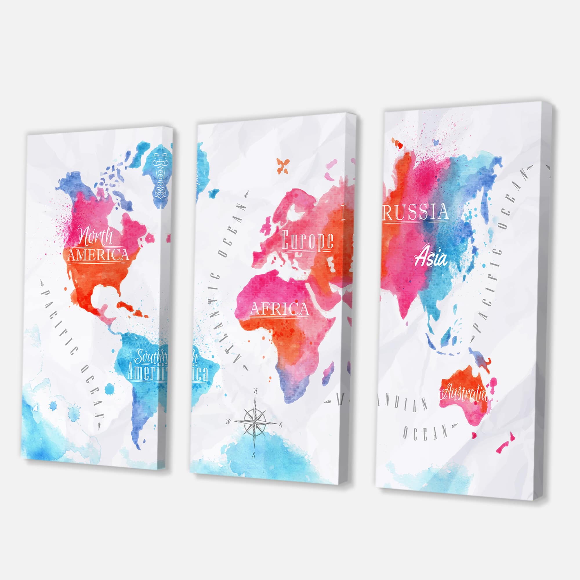 Designart - World Map In and Blue