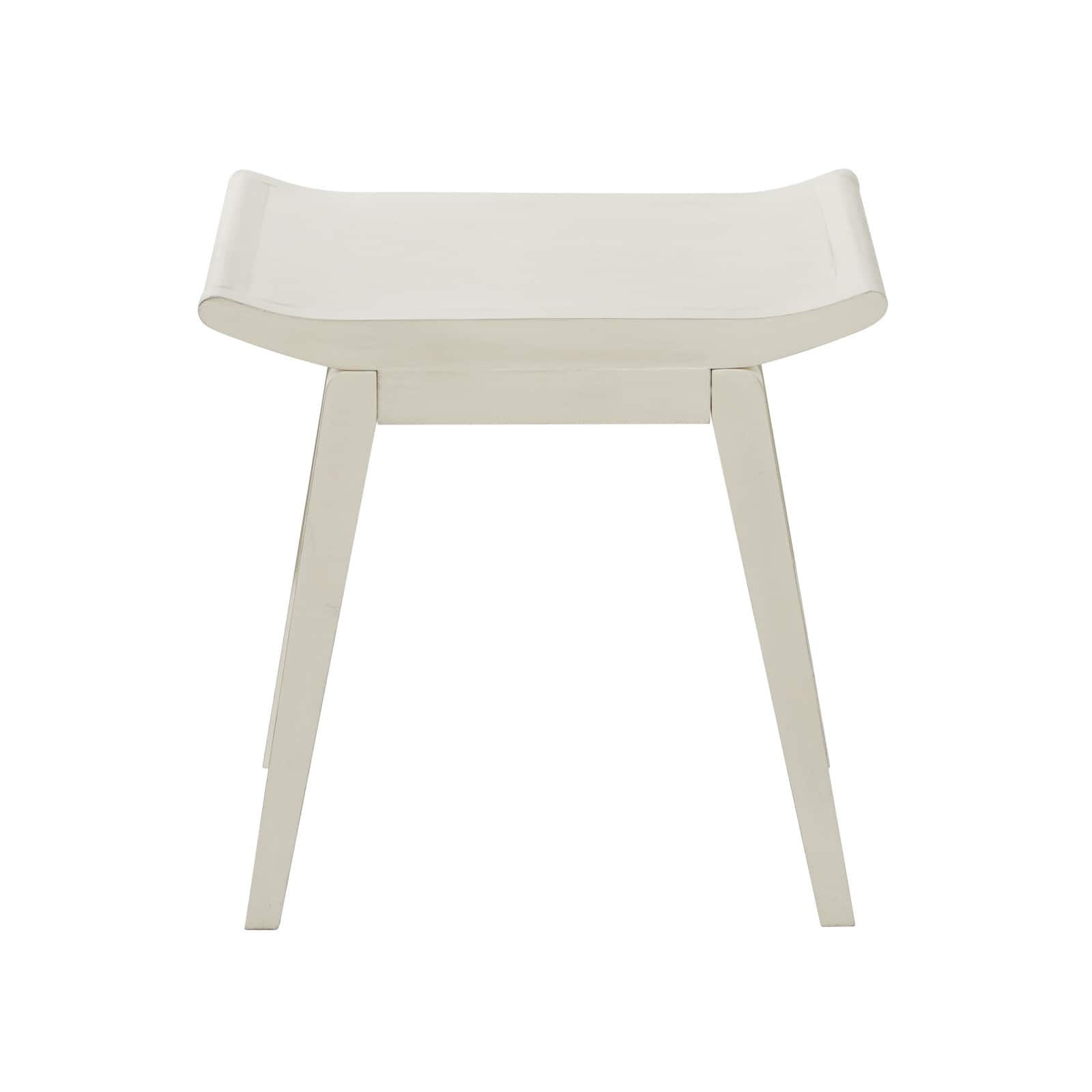 17" White Wood Traditional Stool