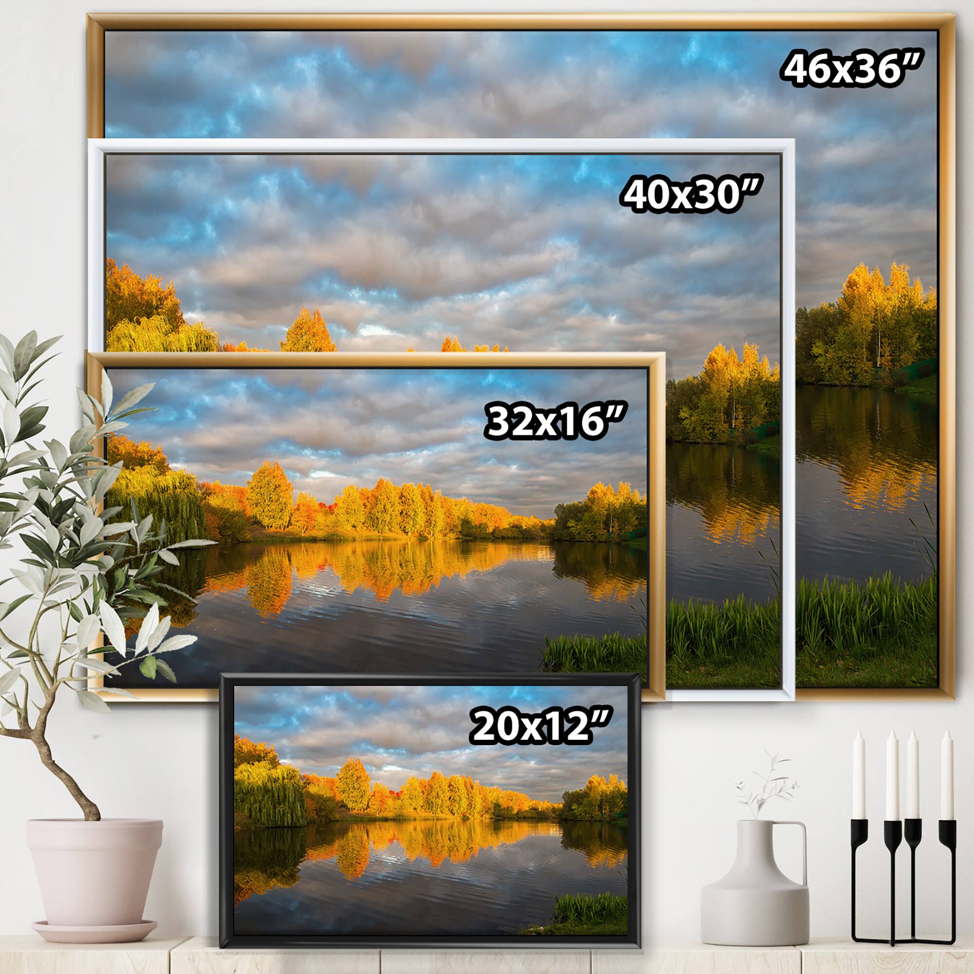 Designart - Autumn Sunset Reflection On Lake In The Park