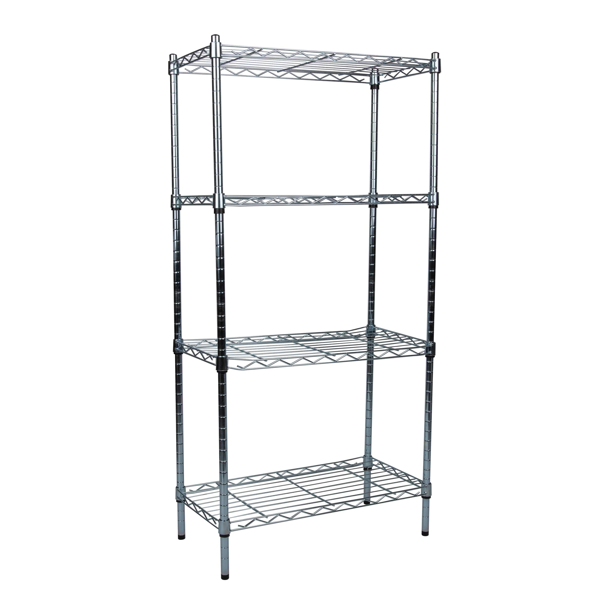 Mind Reader Alloy Collection Silver Adjustable 4-Tier Industrial Metal Storage Shelf