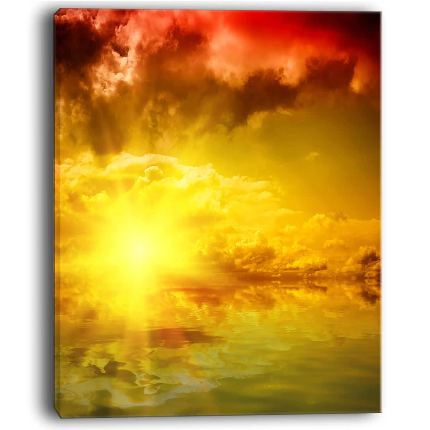 Designart - Red Dramatic Sky with Yellow Sun