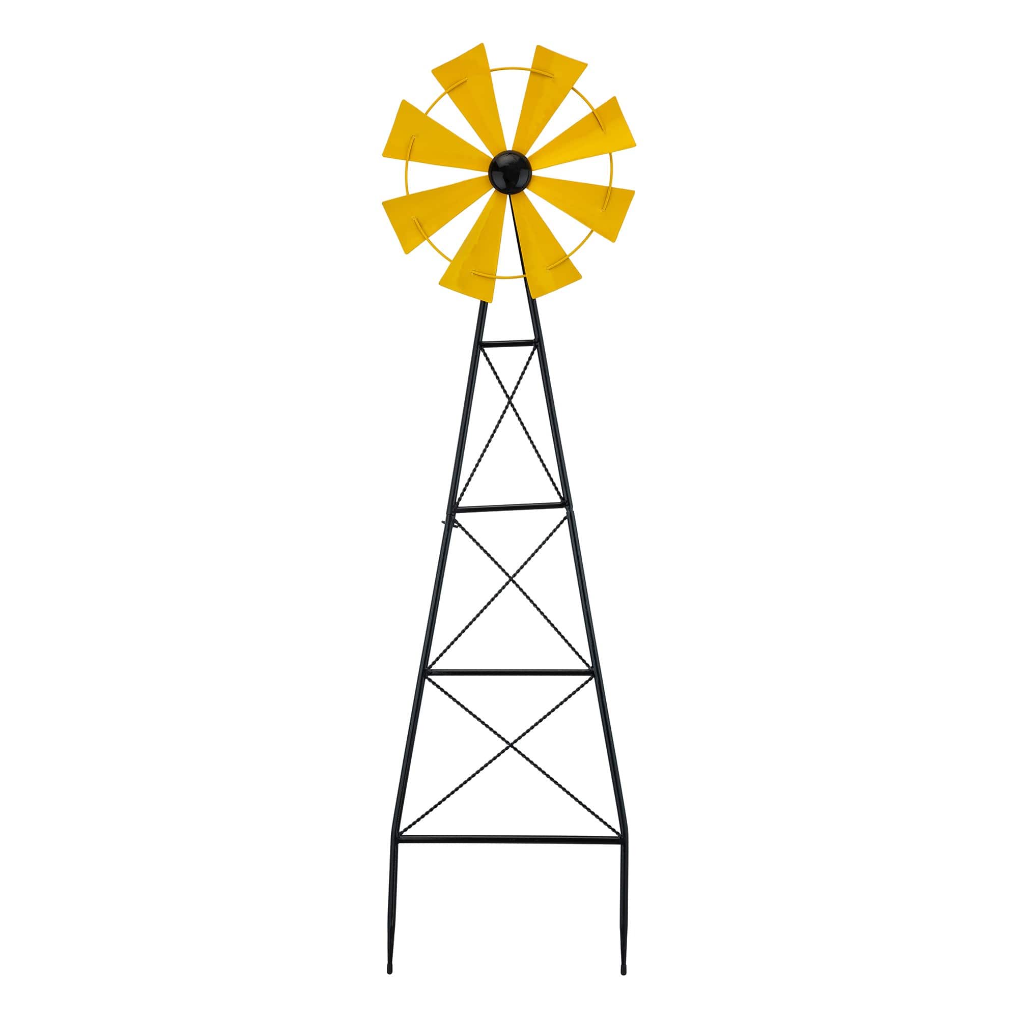Glitzhome® 3.5ft Yellow Metal Wind Spinner Yard Stake