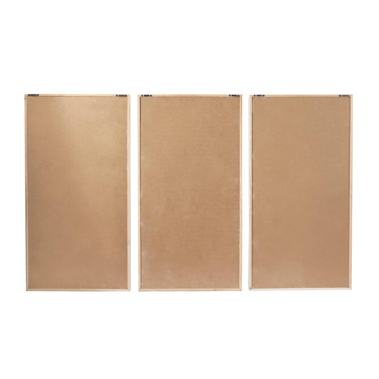 Brown Wood Carved Geometric Wall Decor Set of 3 17", 31"