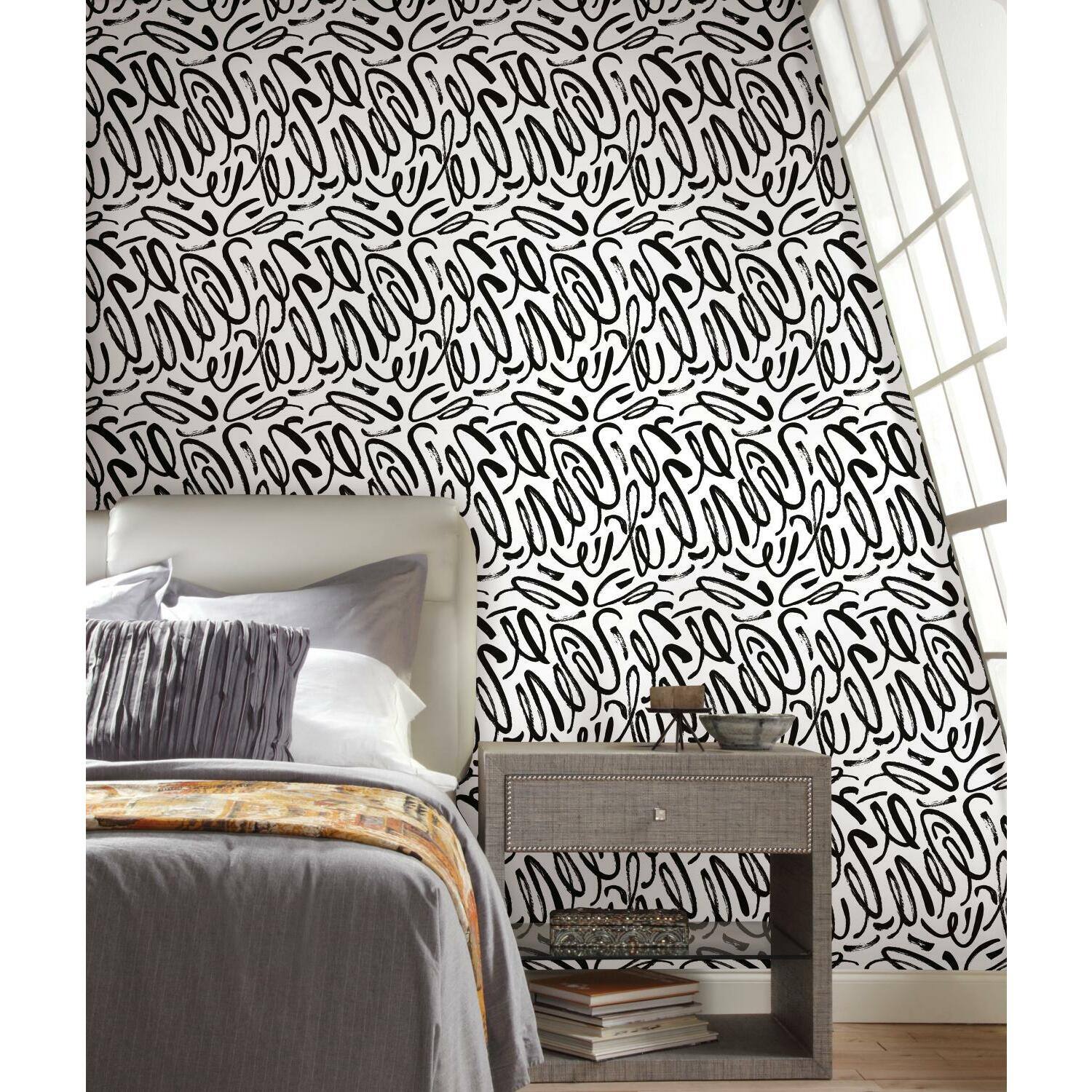 RoomMates Curly Strokes Peel & Stick Wallpaper