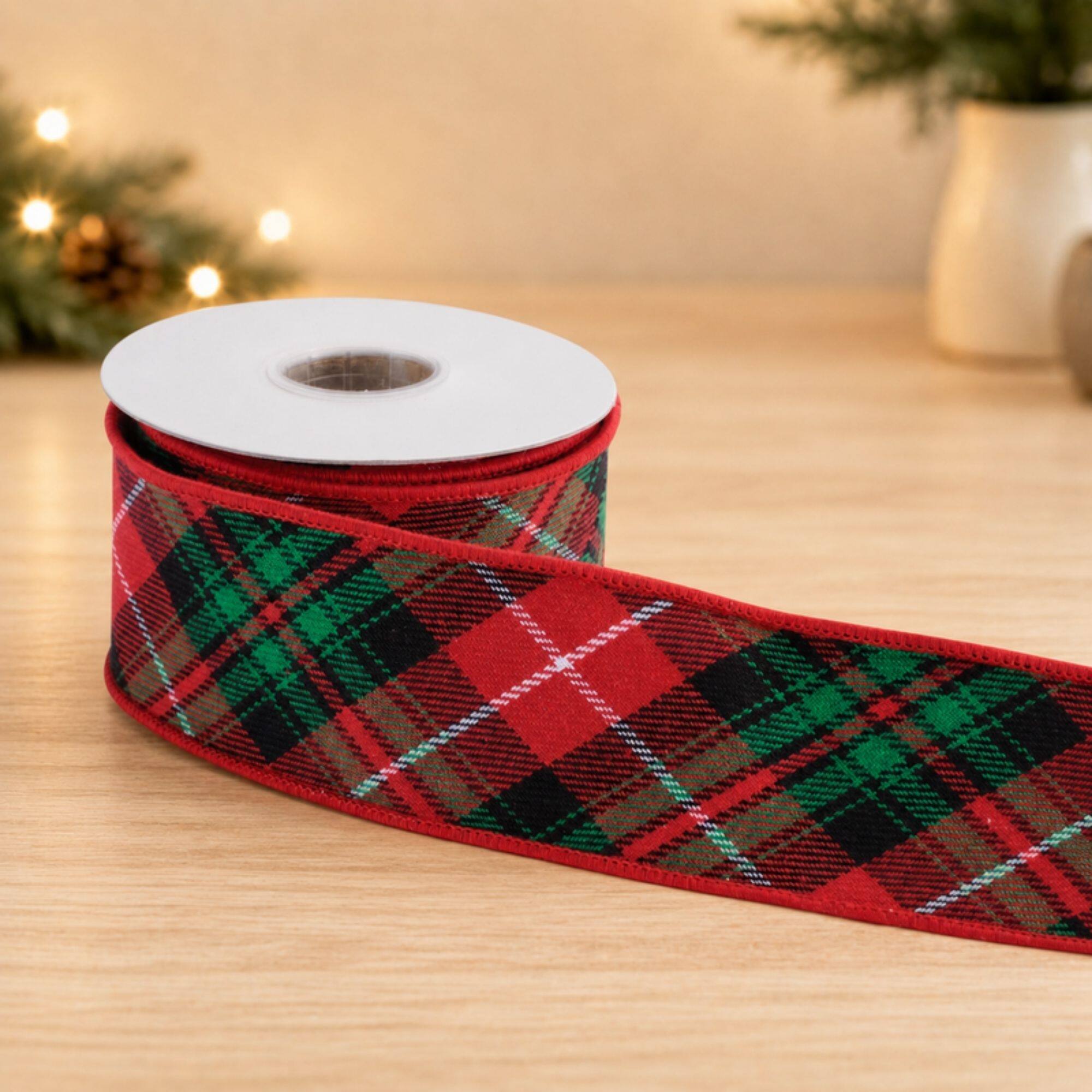 Melrose 2.5" x 5yd. Tartan Plaid Wired Cotton Ribbon