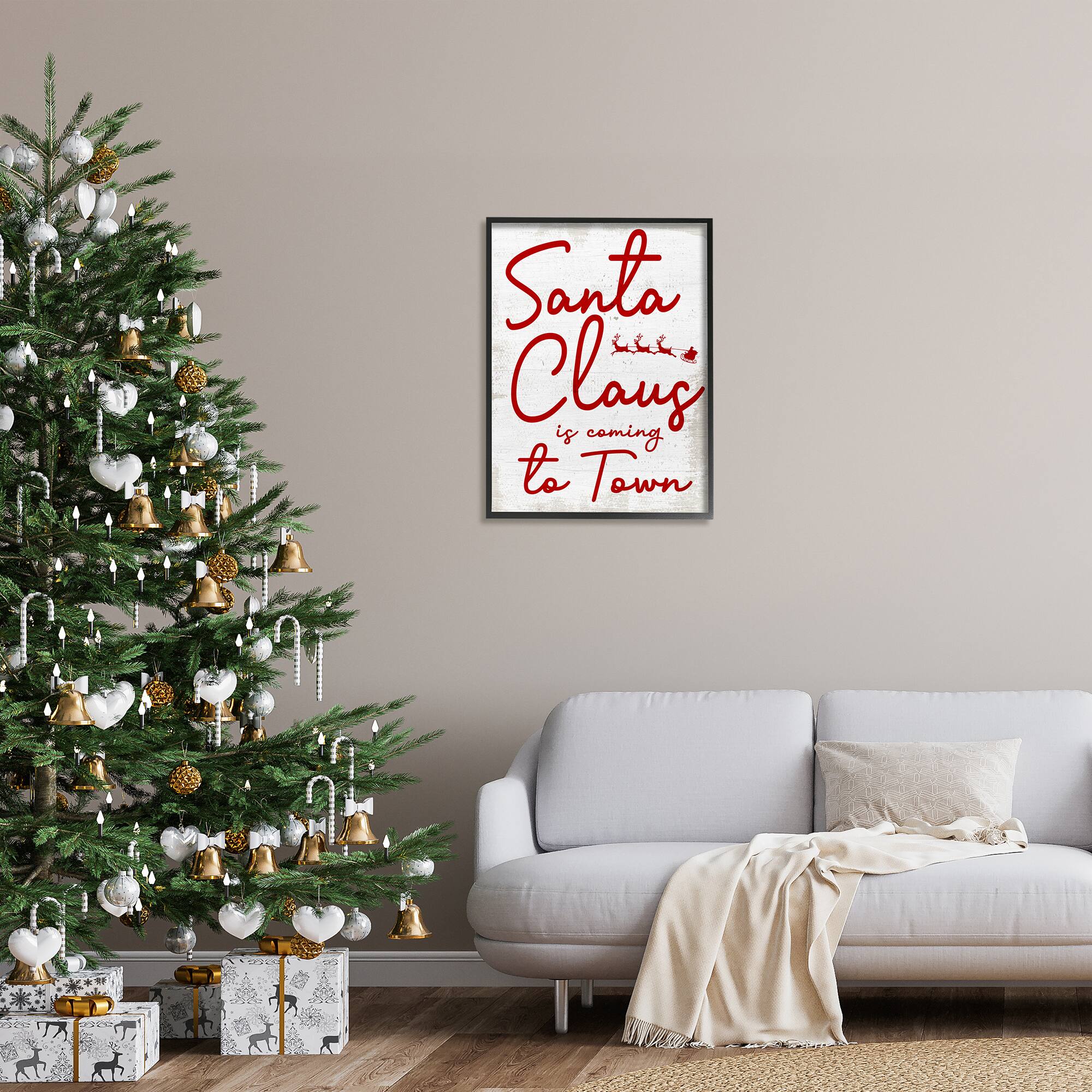 Stupell Industries Santa Claus Coming to Town Phrase Framed Giclee Art