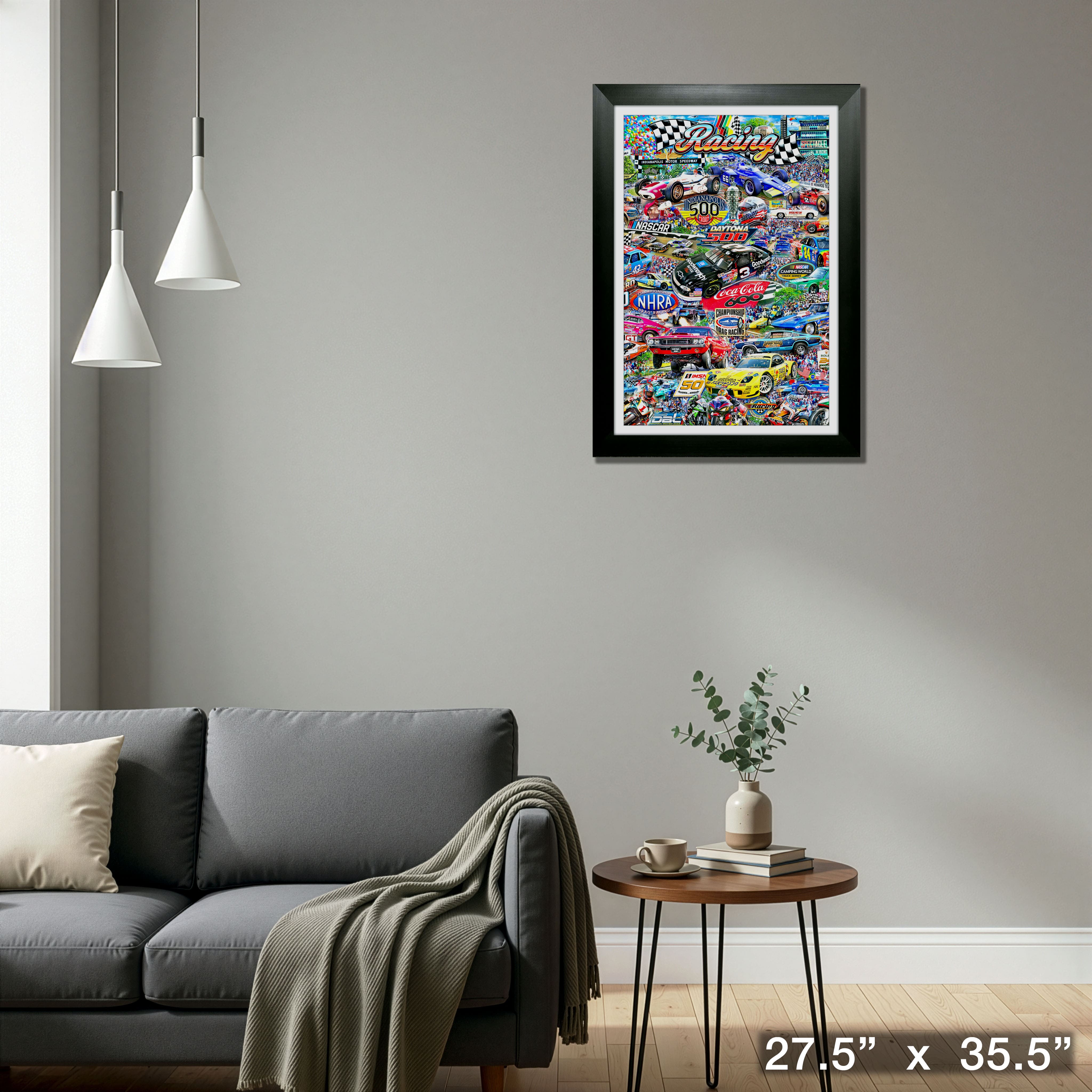 Auto Racing Collage Framed Michael Fishel Print 27.5" x 35.5"