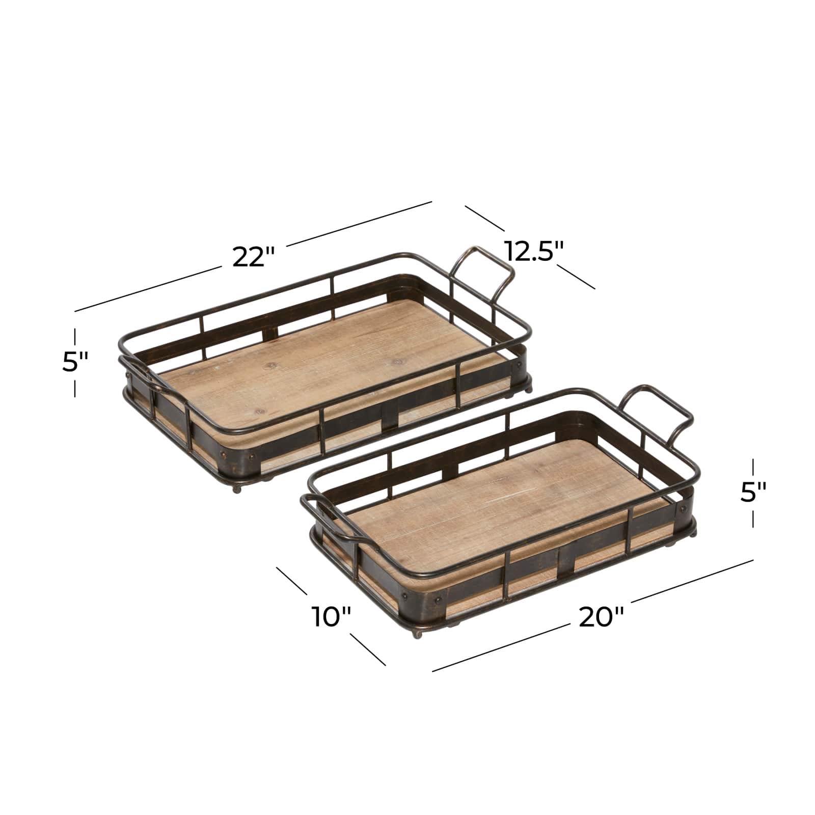 Brown Metal Industrial Tray Set