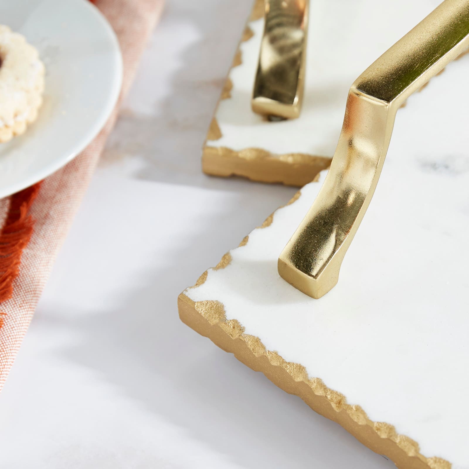 Set of 2" Gold Ceramic Glam Tray, 16", 13"