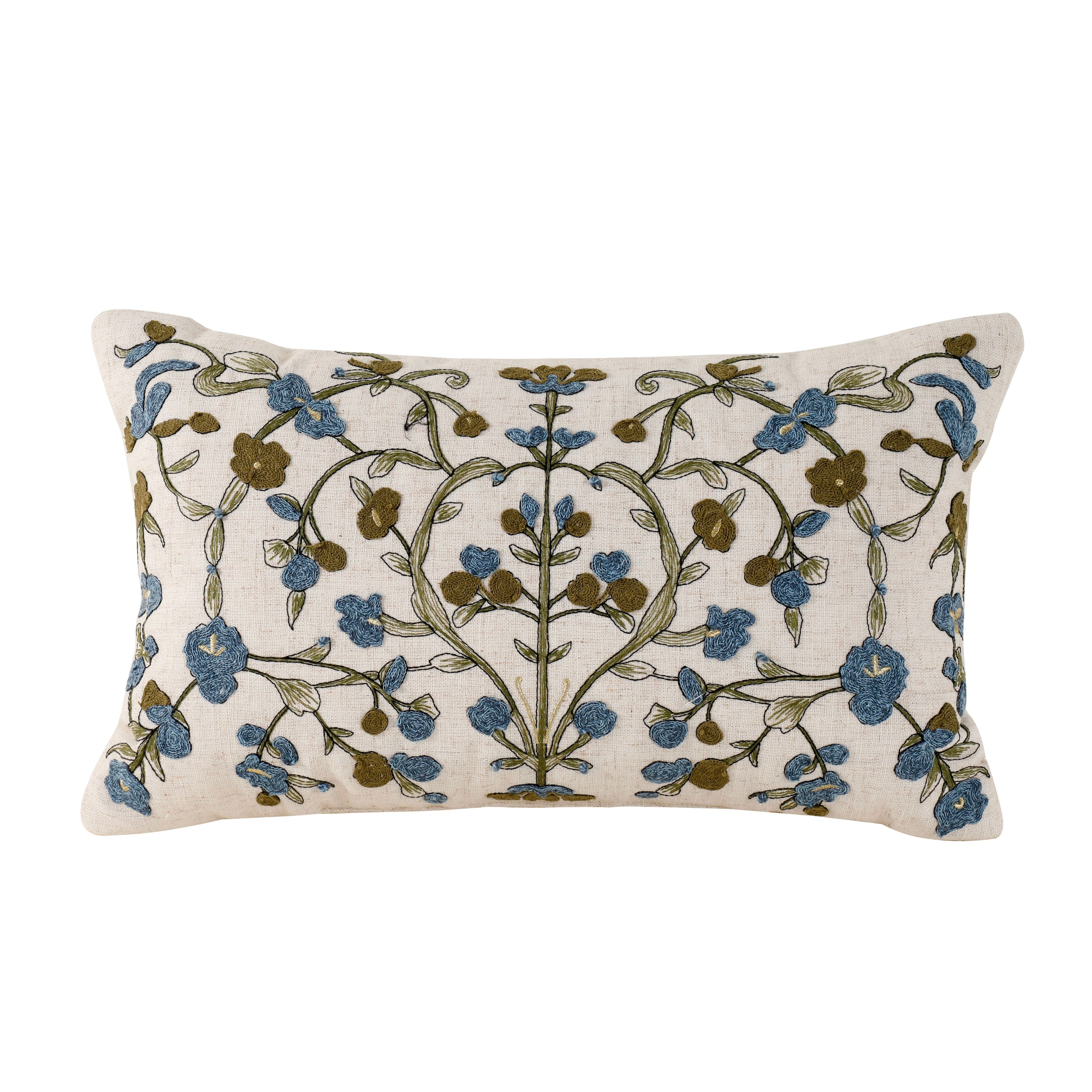 12" x 20" Floral Embroidery Lumbar Pillow by Ashland®