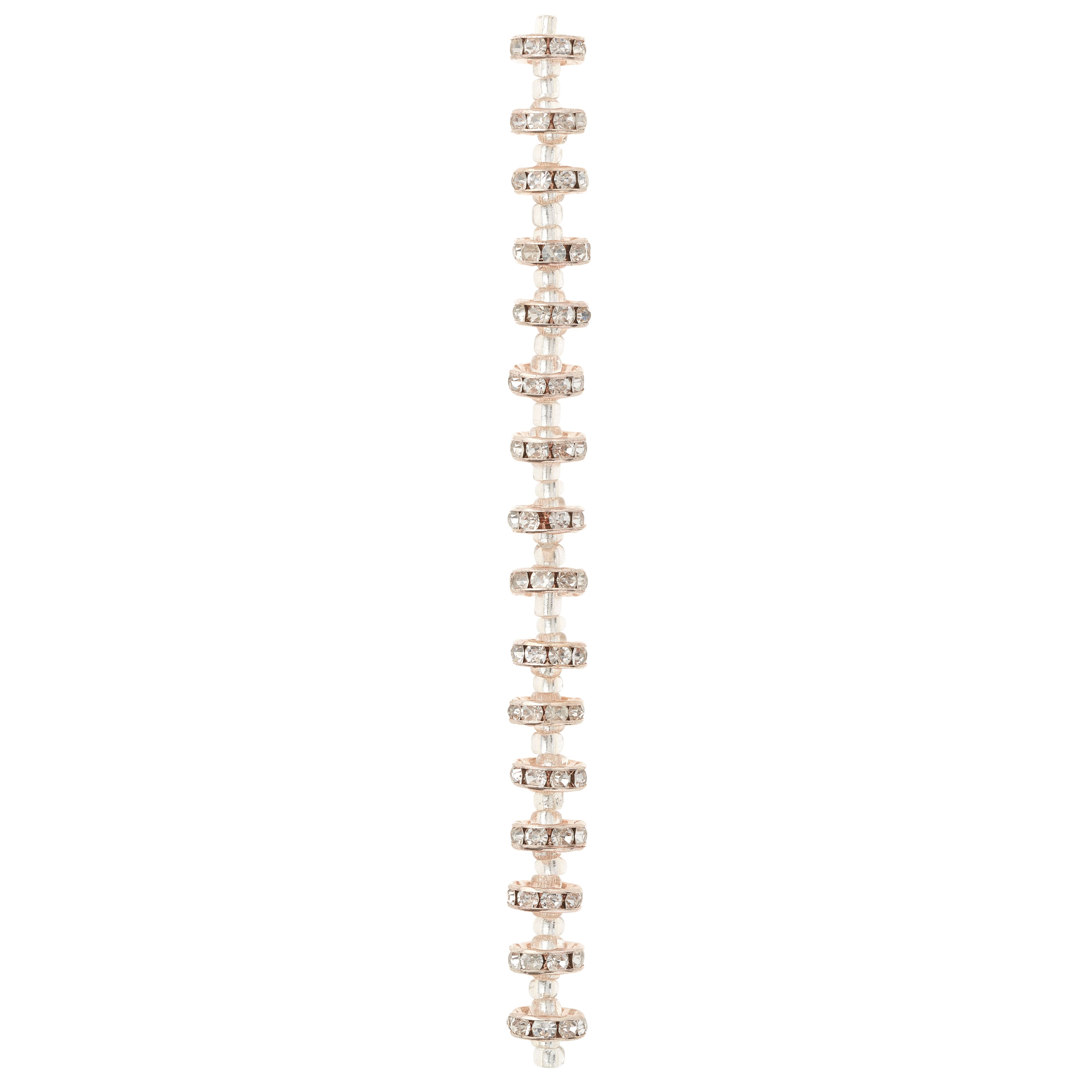 12 Pack: Rose Gold Rhinestone Studded Rondel Beads, 10mm by Bead Landing™
