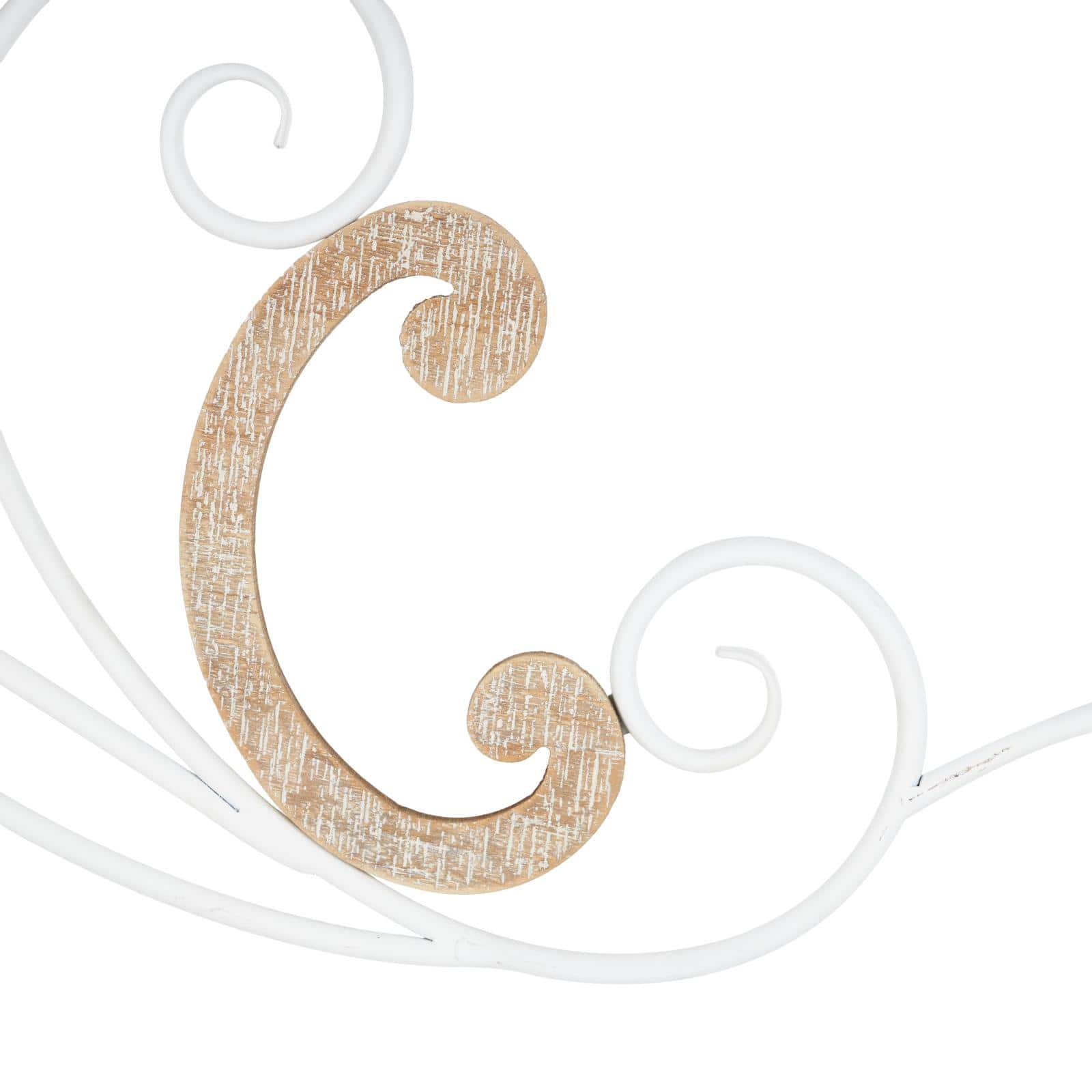 47" x 16" White & Brown Wooden Scroll Wall Décor
