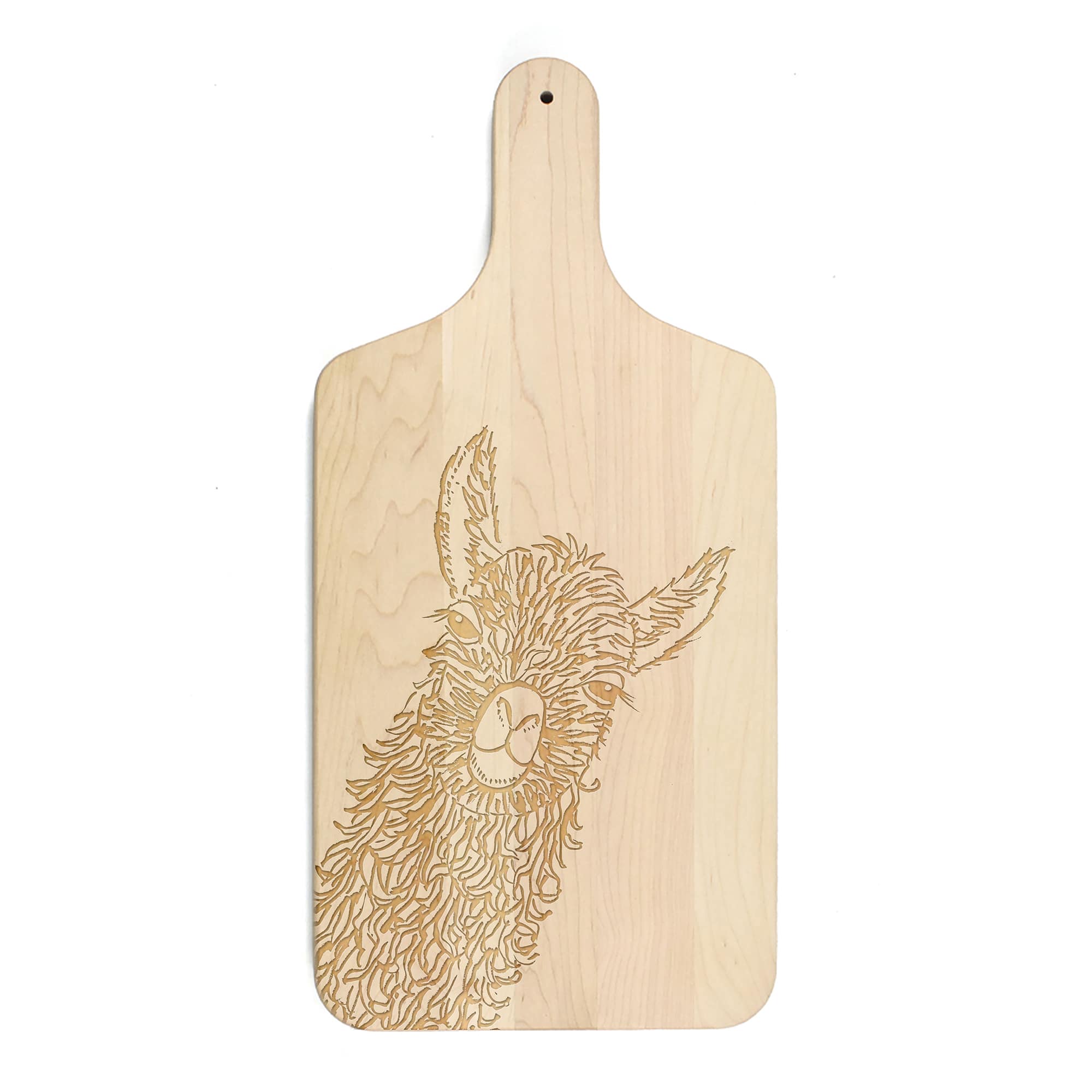 8" x 17" Llama Sweet Cheeks Maple Paddle Cutting Board