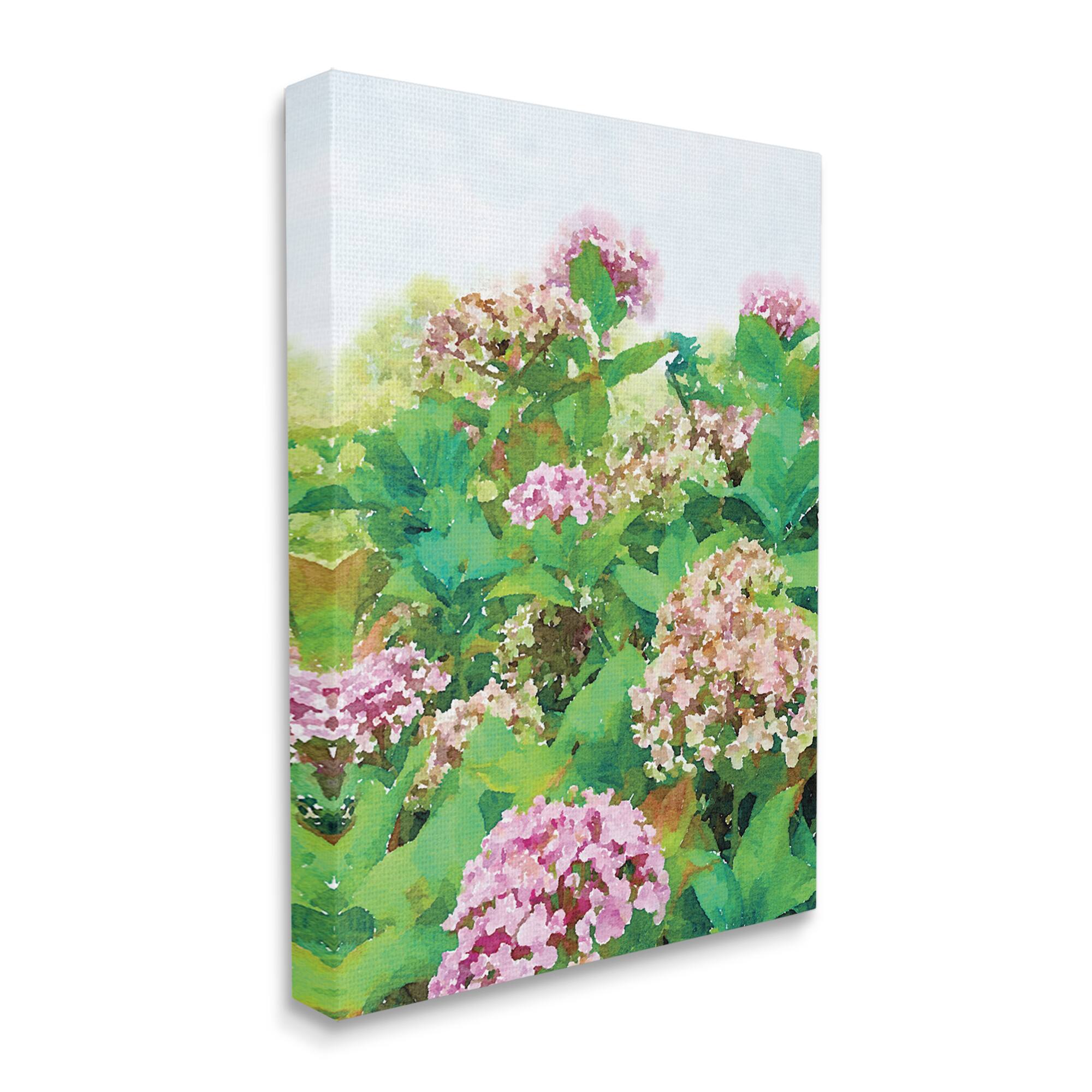 Stupell Industries Pink Geranium Bushes In Field Clear Sky Canvas Wall Art