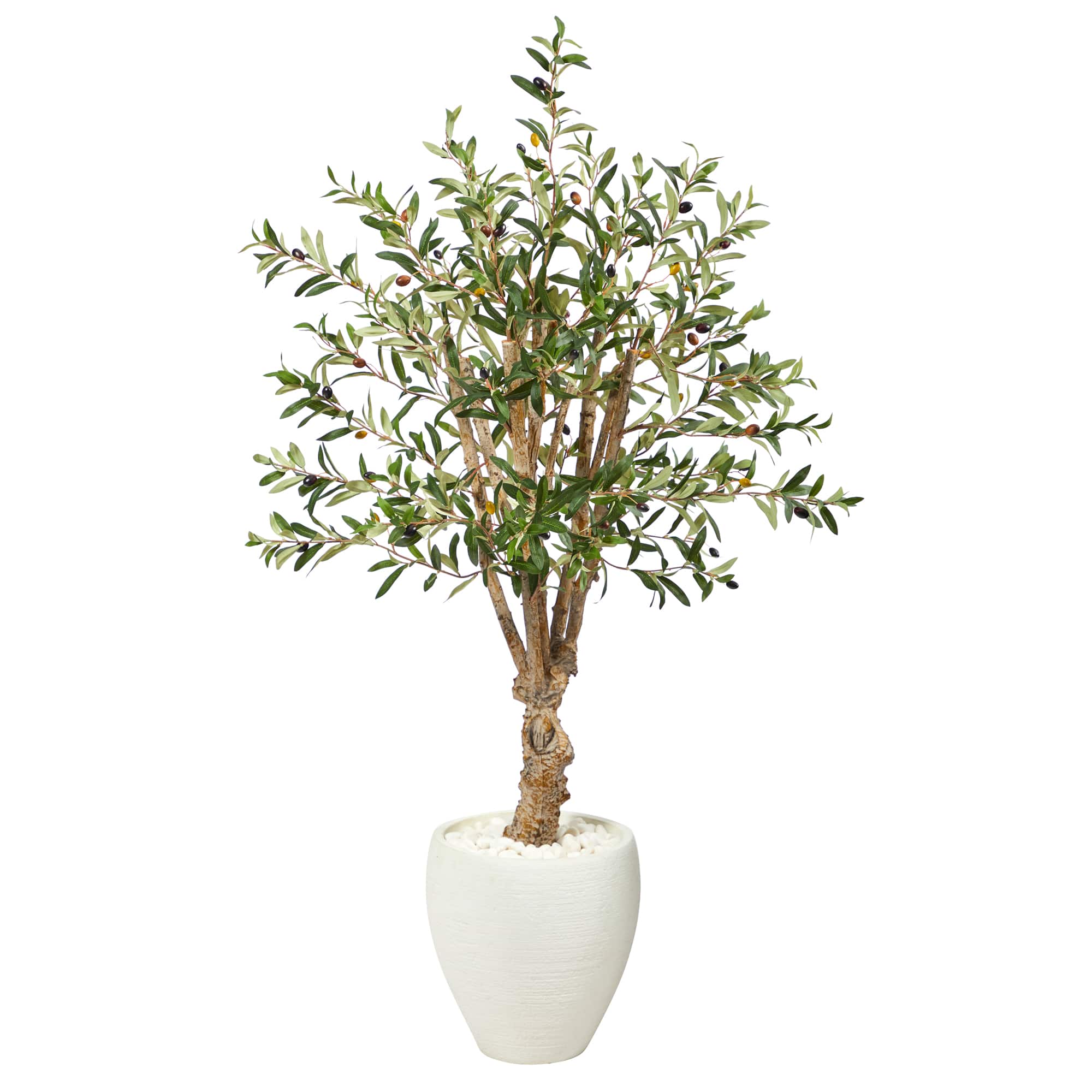 4.5ft. Olive Artificial Tree in White Planter