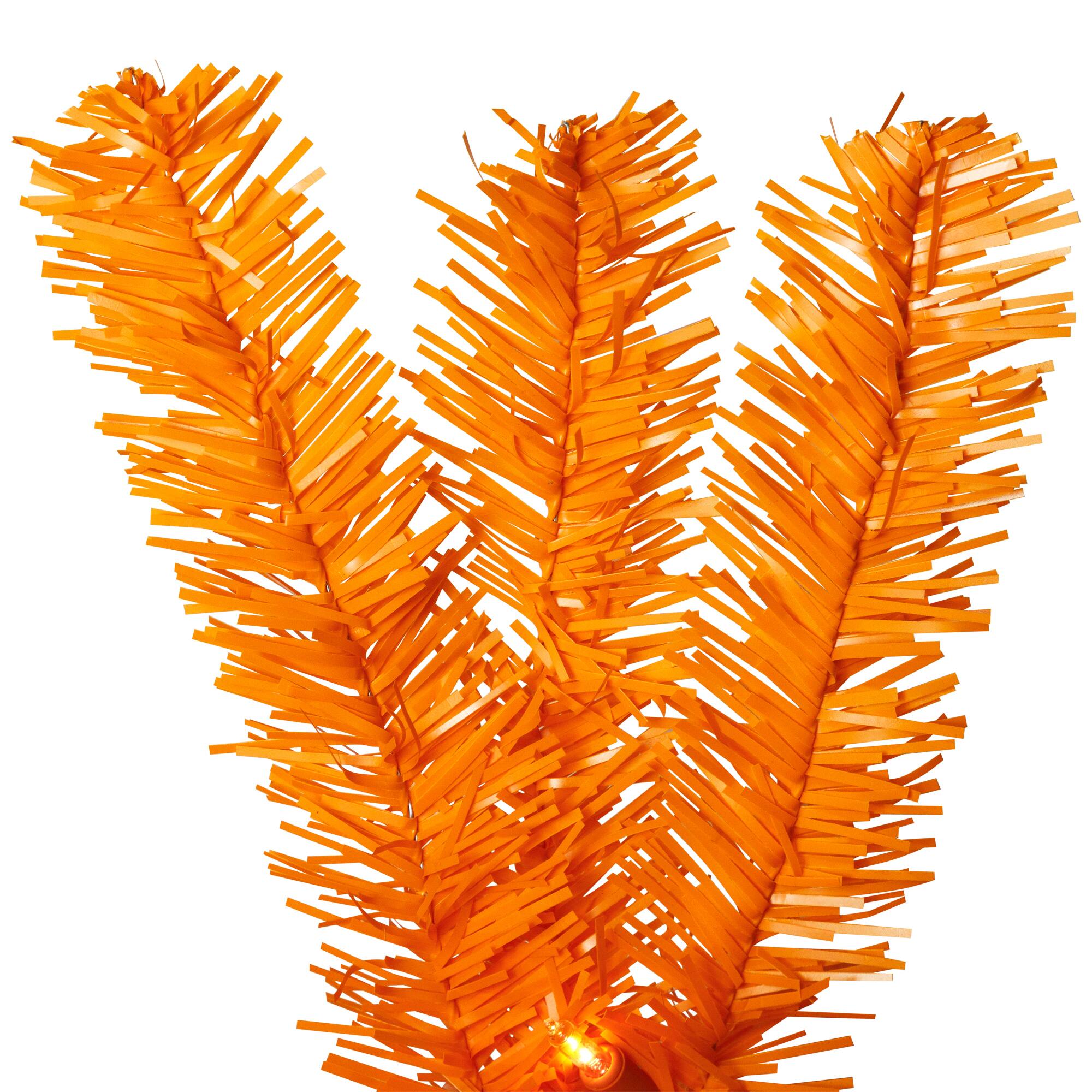 3ft. Pre-Lit Medium Orange Artificial Pine Christmas Tree, Clear Lights