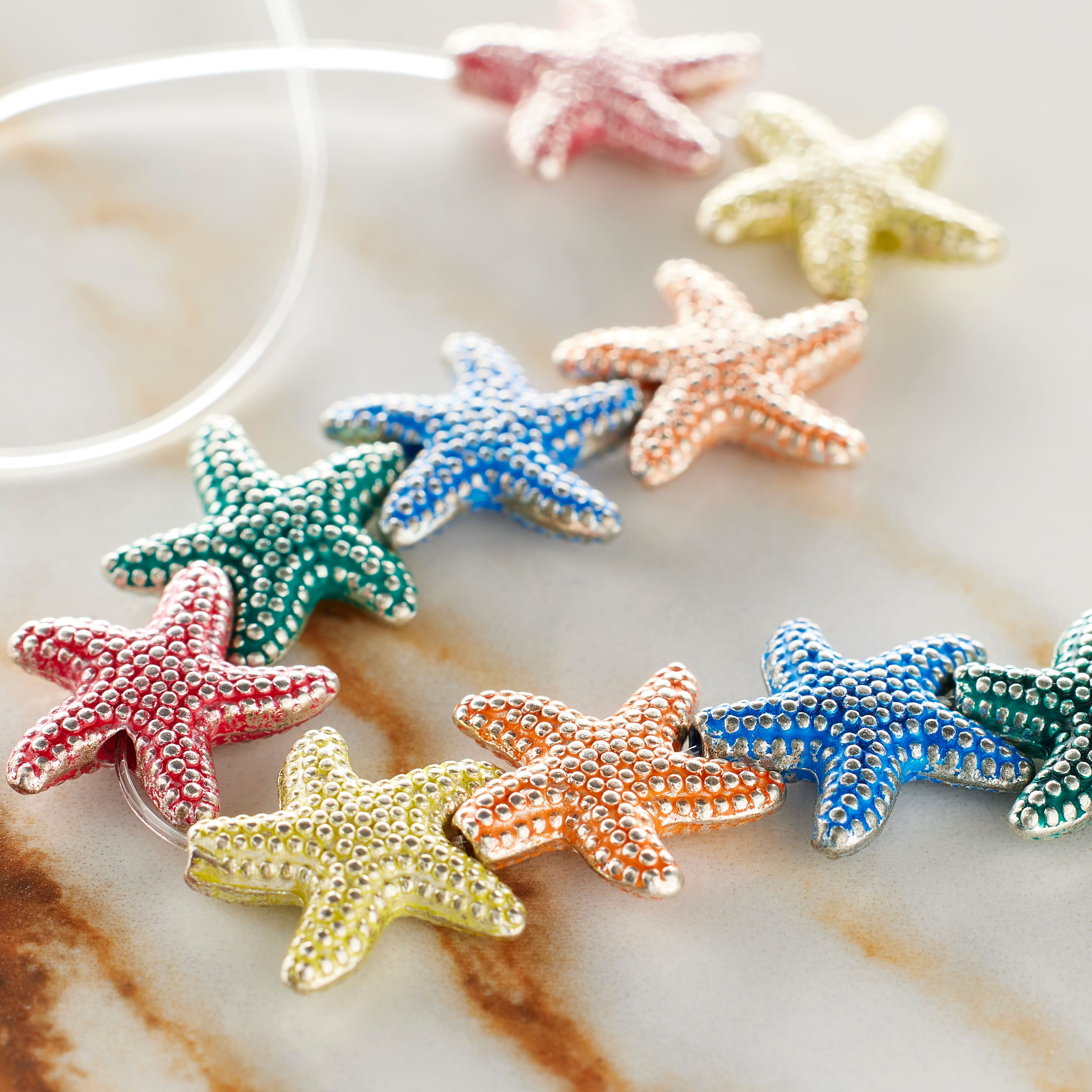 12 Pack: Multicolor Metal Starfish Beads, 14mm by Bead Landing™