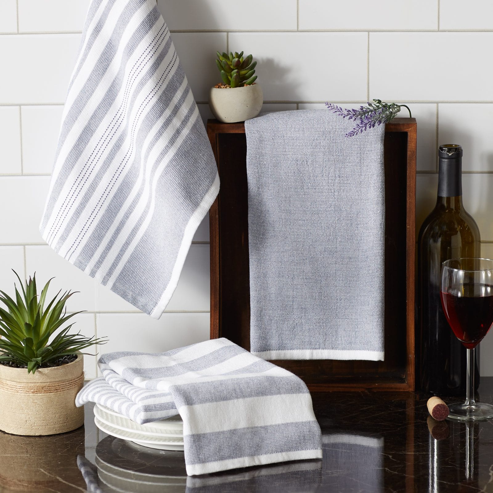 DII® French Blue French Terry Dish Towels, 3ct.