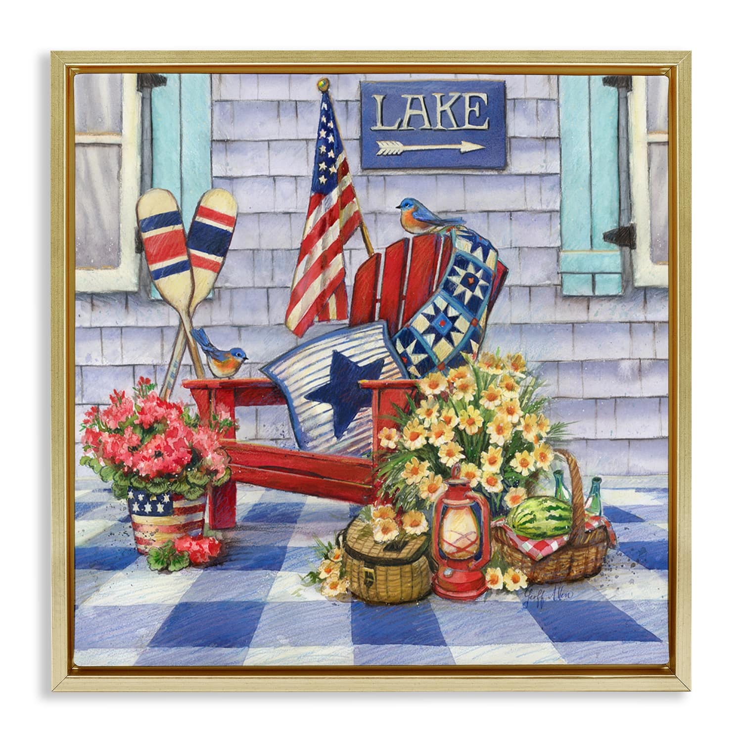 Stupell Industries Americana Porch View Floater Framed Art